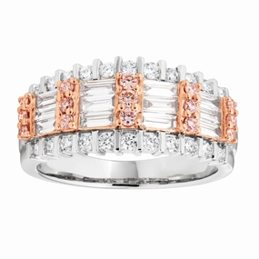 18ct White Gold 1 Carat Diamond Ring with Pink and White Diamonds