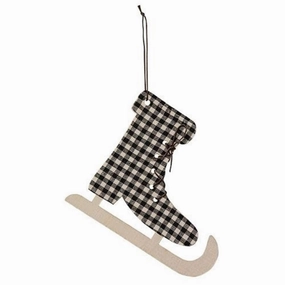 *Blk/Wht Plaid Skate Ornament
