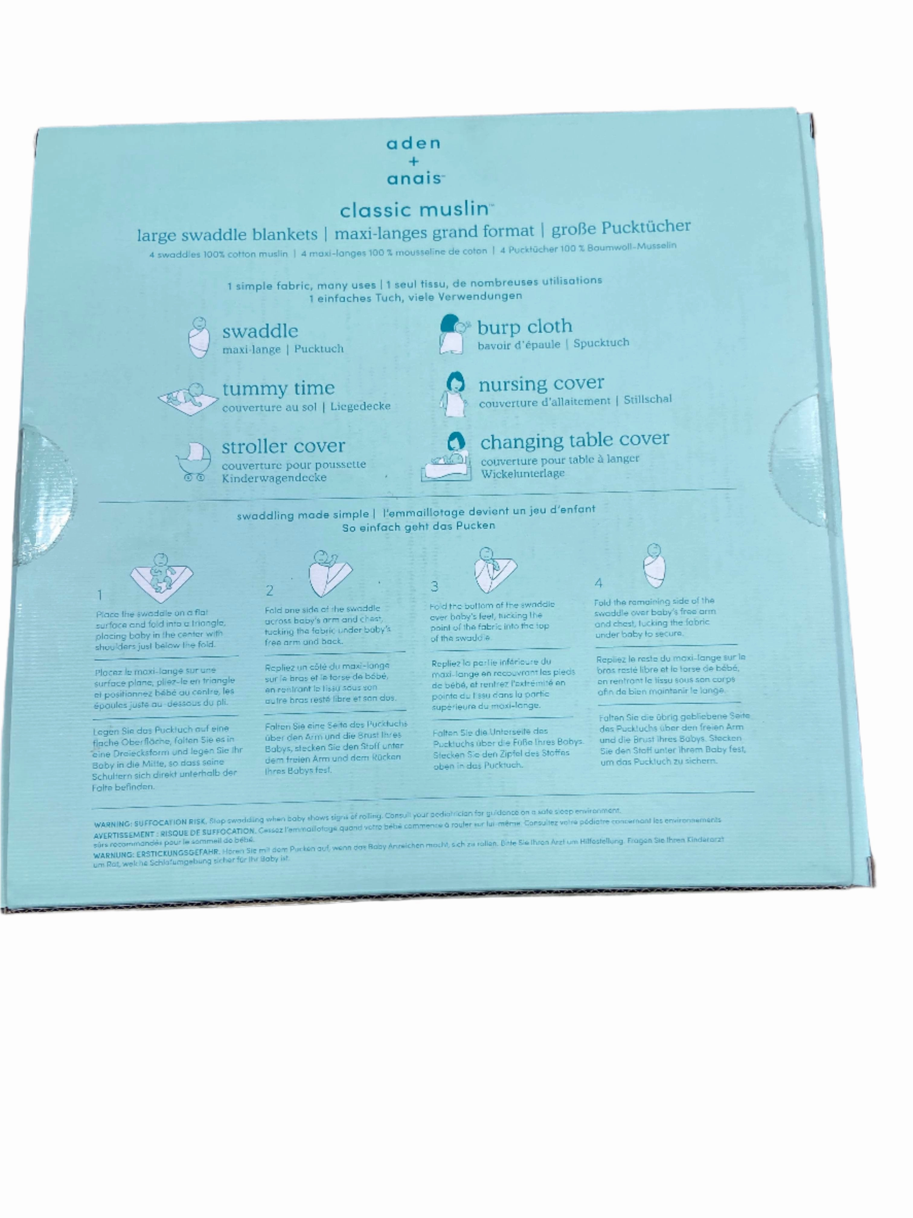 Aden   Anais Cotton Muslin Swaddle, 4pk, Around the World