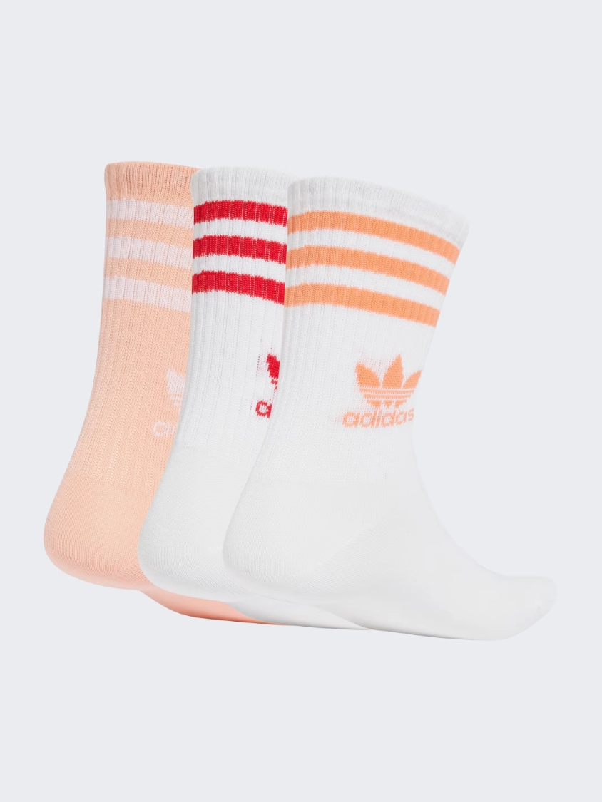 Adidas Crew 3 Stripes Women Original Sock White/Glow Pink