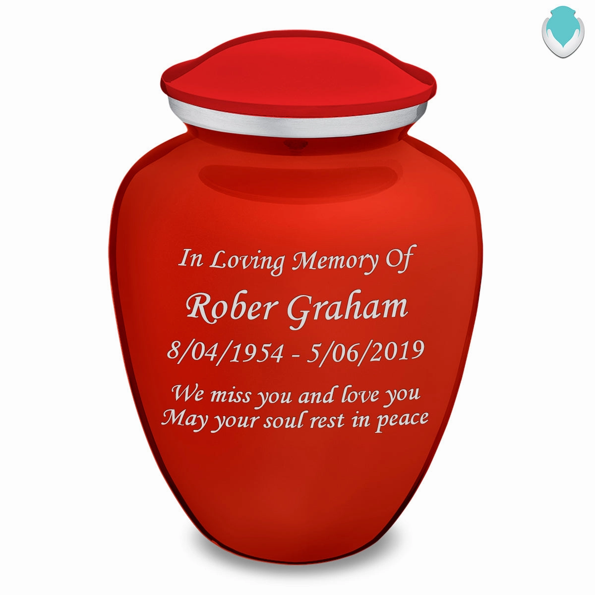 Adult Embrace Bright Red Custom Engraved Cremation Urn