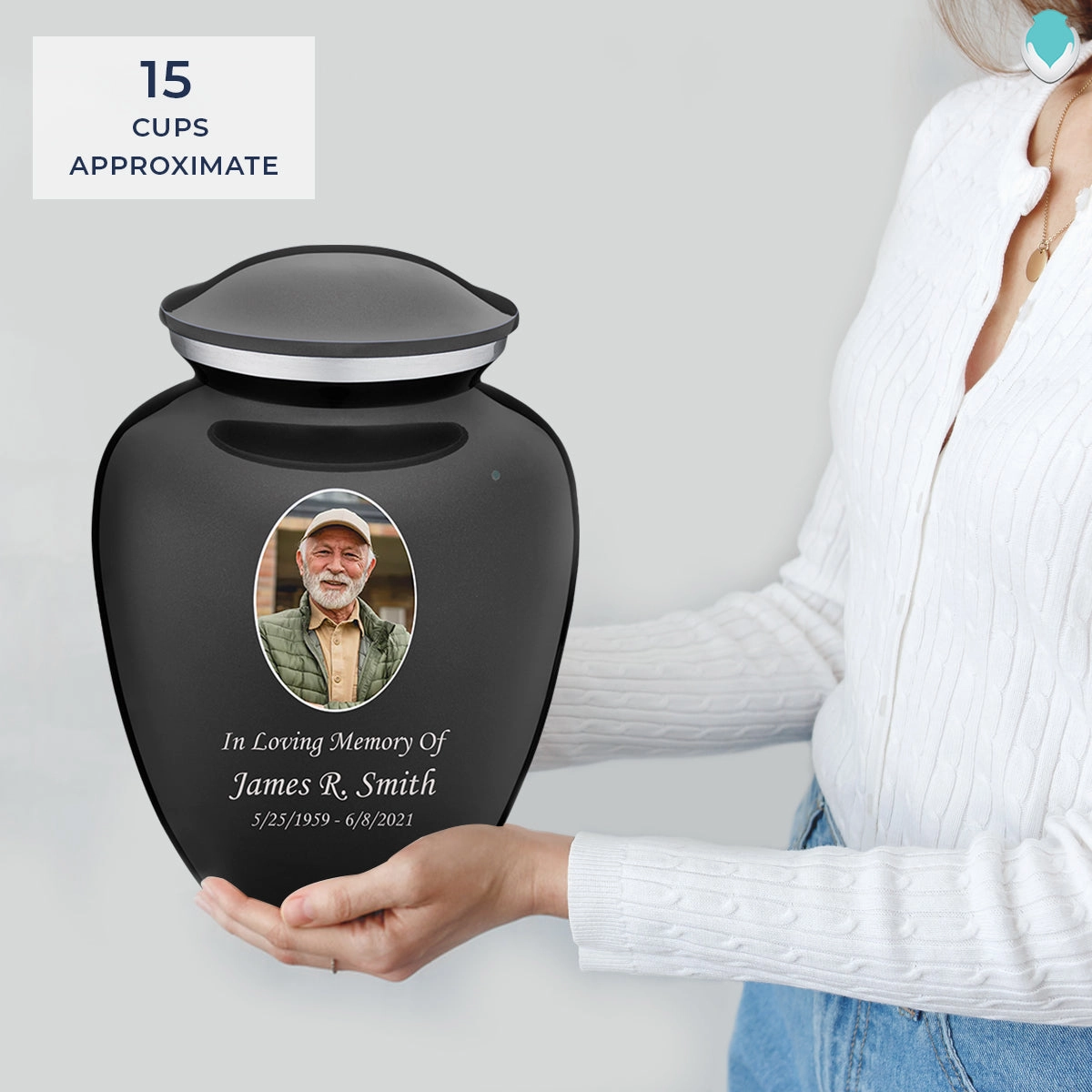 Adult Embrace Charcoal Portrait Cremation Urn