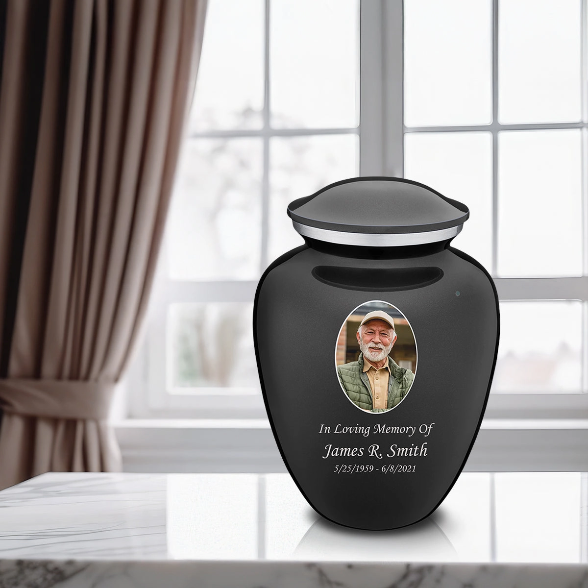 Adult Embrace Charcoal Portrait Cremation Urn