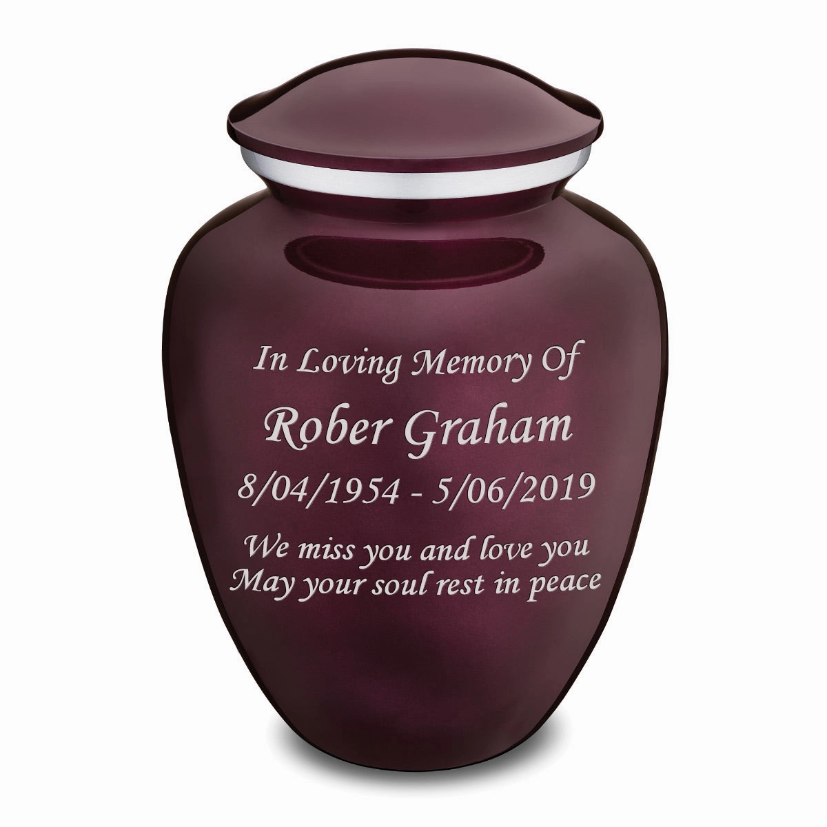 Adult Embrace Cherry Purple Custom Engraved Cremation Urn
