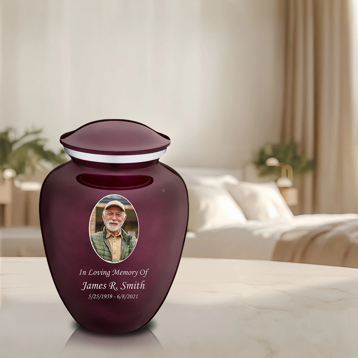 Adult Embrace Cherry Purple Portrait Cremation Urn