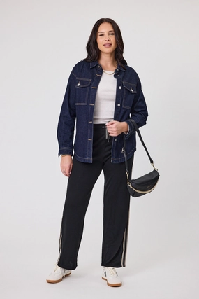 Alpine by Shine On Vancouver Stripe Detail Merino Wide Leg Pant Black