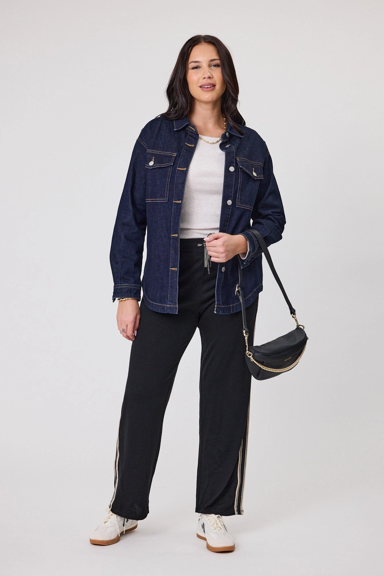 Alpine by Shine On Vancouver Stripe Detail Merino Wide Leg Pant Black