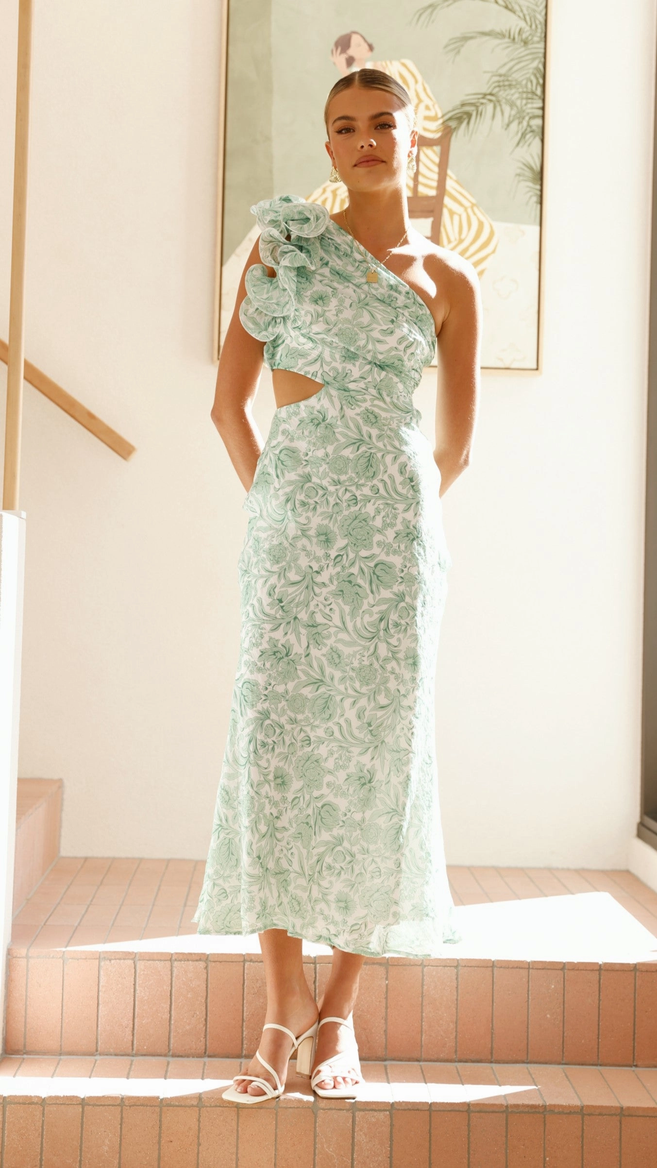 Amina Maxi Dress - Green Floral