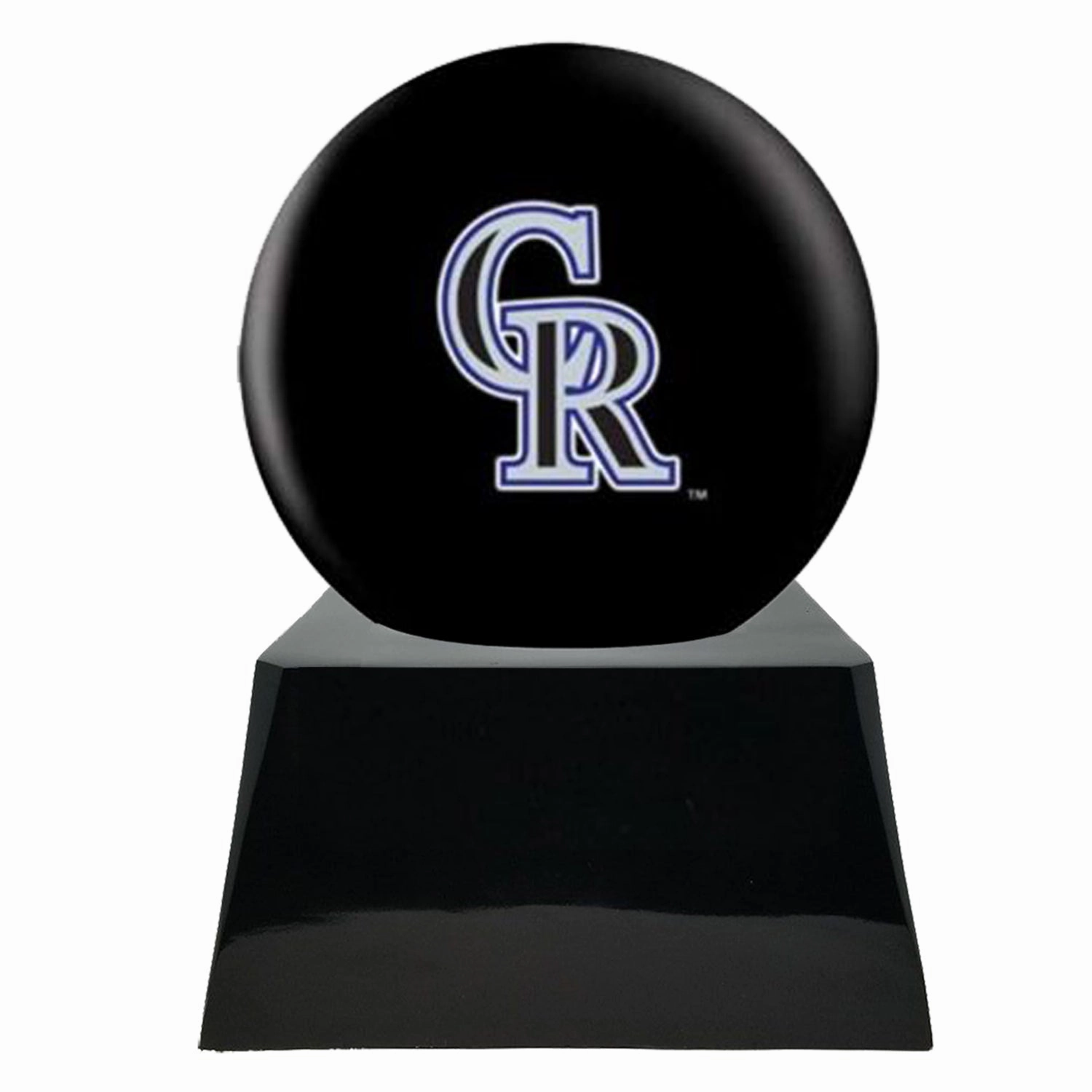 Baseball Cremation Urn with Optional Colorado Rockies Ball Decor and Custom Metal Plaque