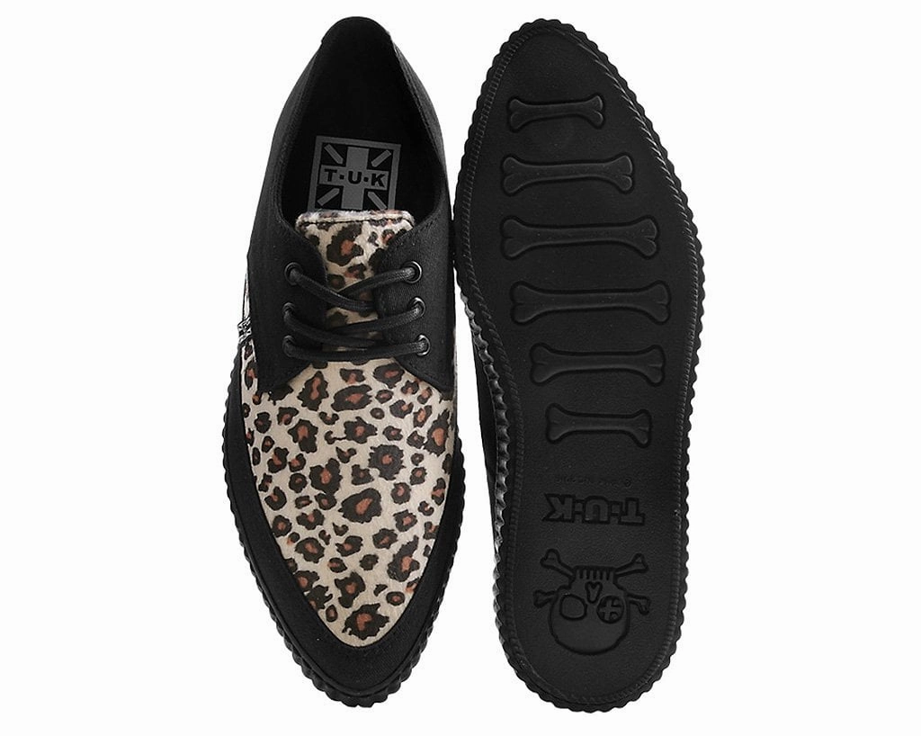 Black & Leopard Tie Pointed Lace Up EZC