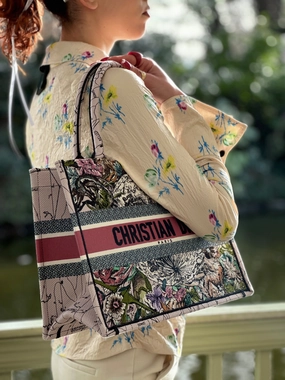 Christian Dior Multi Colour Canvas / Fabric Book Tote