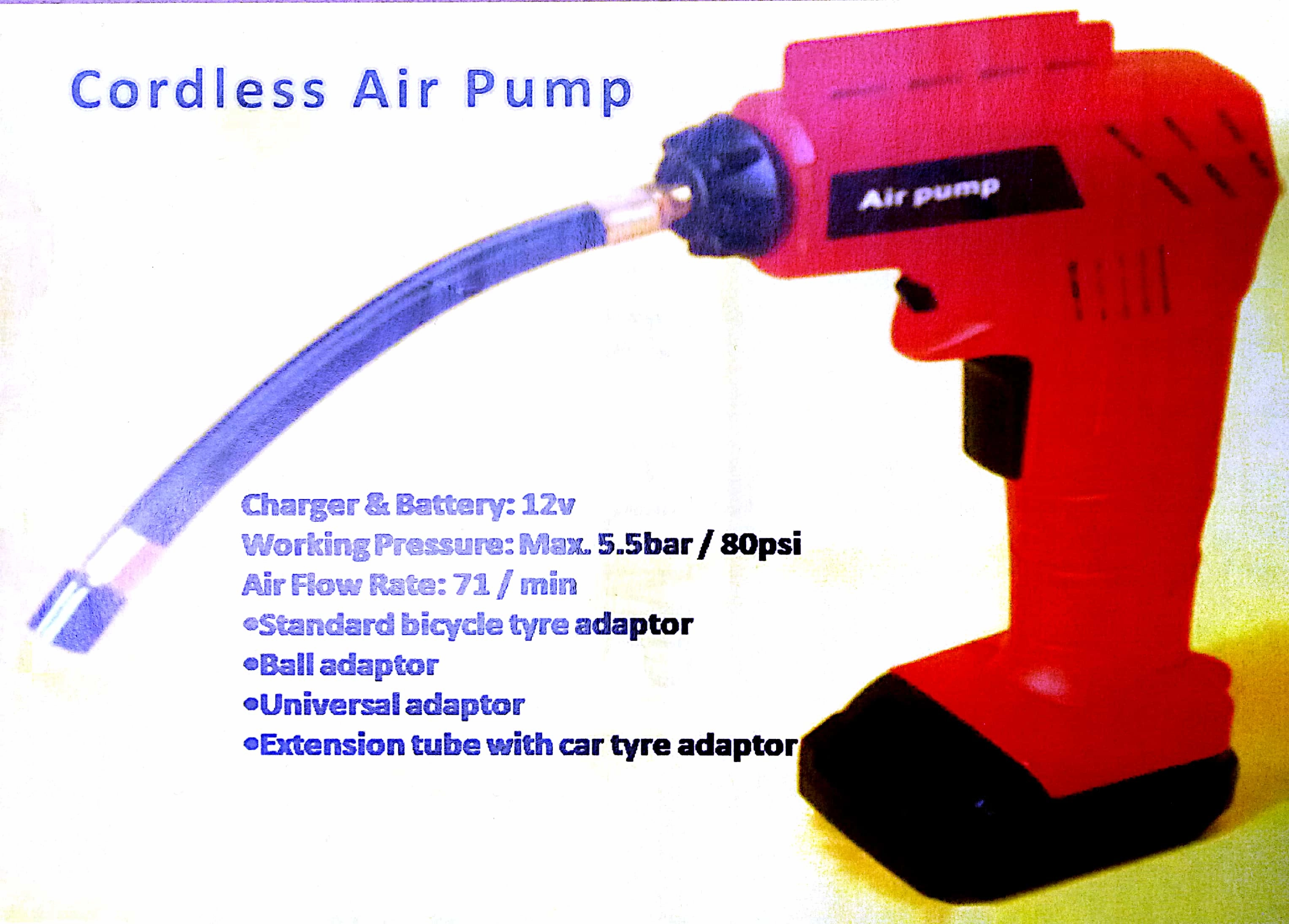 Cordless Hand Air Pump Inflator/Compressor (12V ) -
