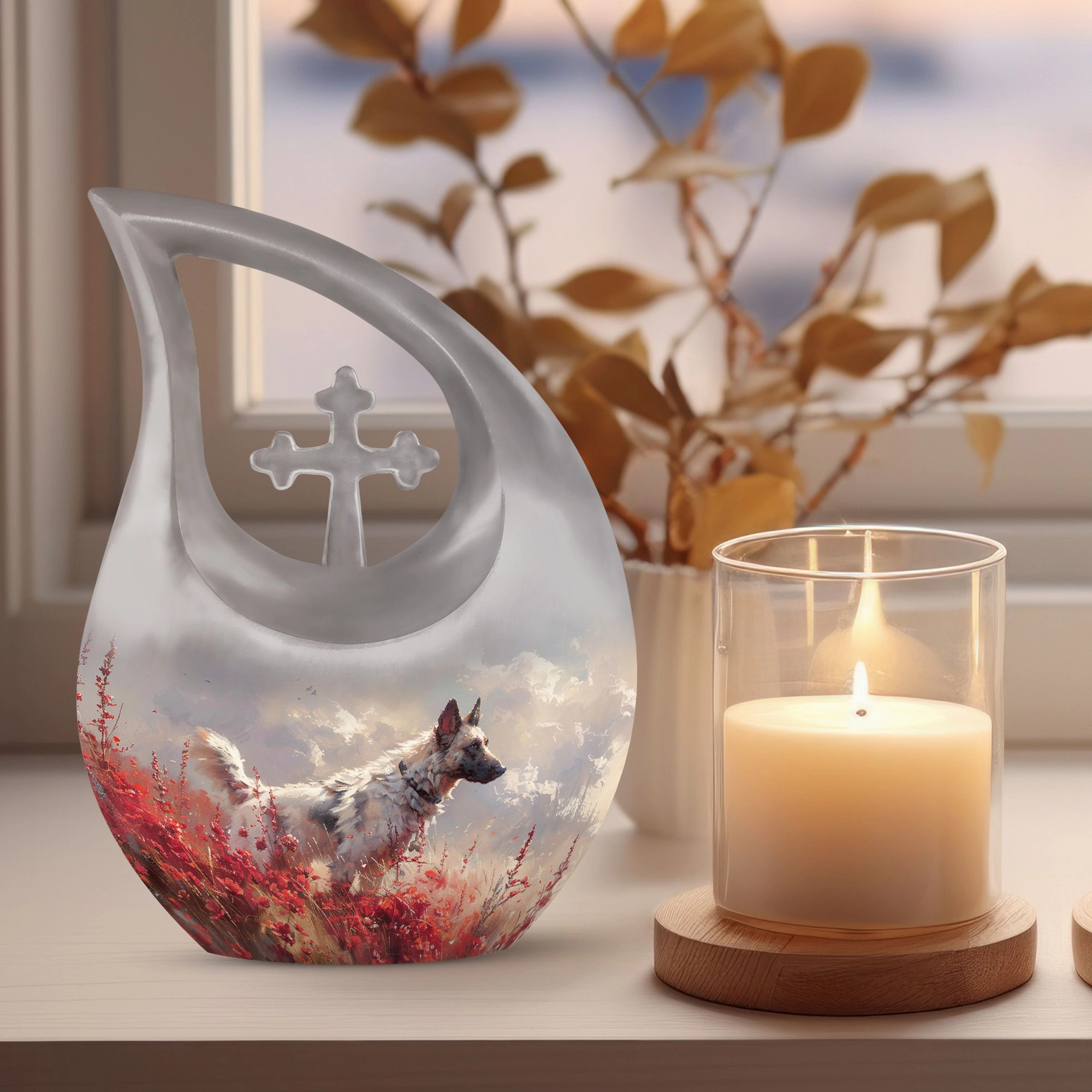 Crimson Wild Elegance Urn: Small Containers For Cremated Ashes