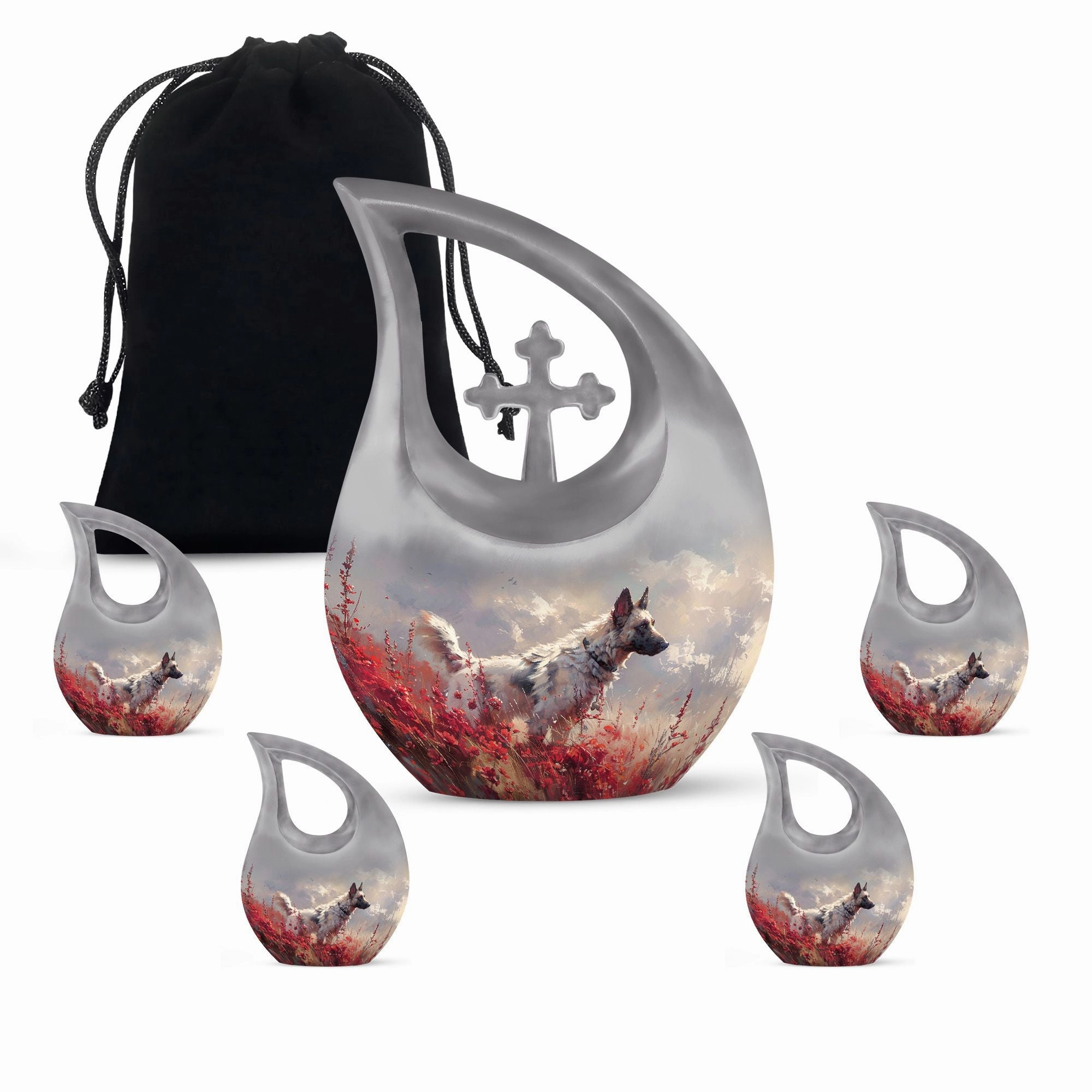 Crimson Wild Elegance Urn: Small Containers For Cremated Ashes