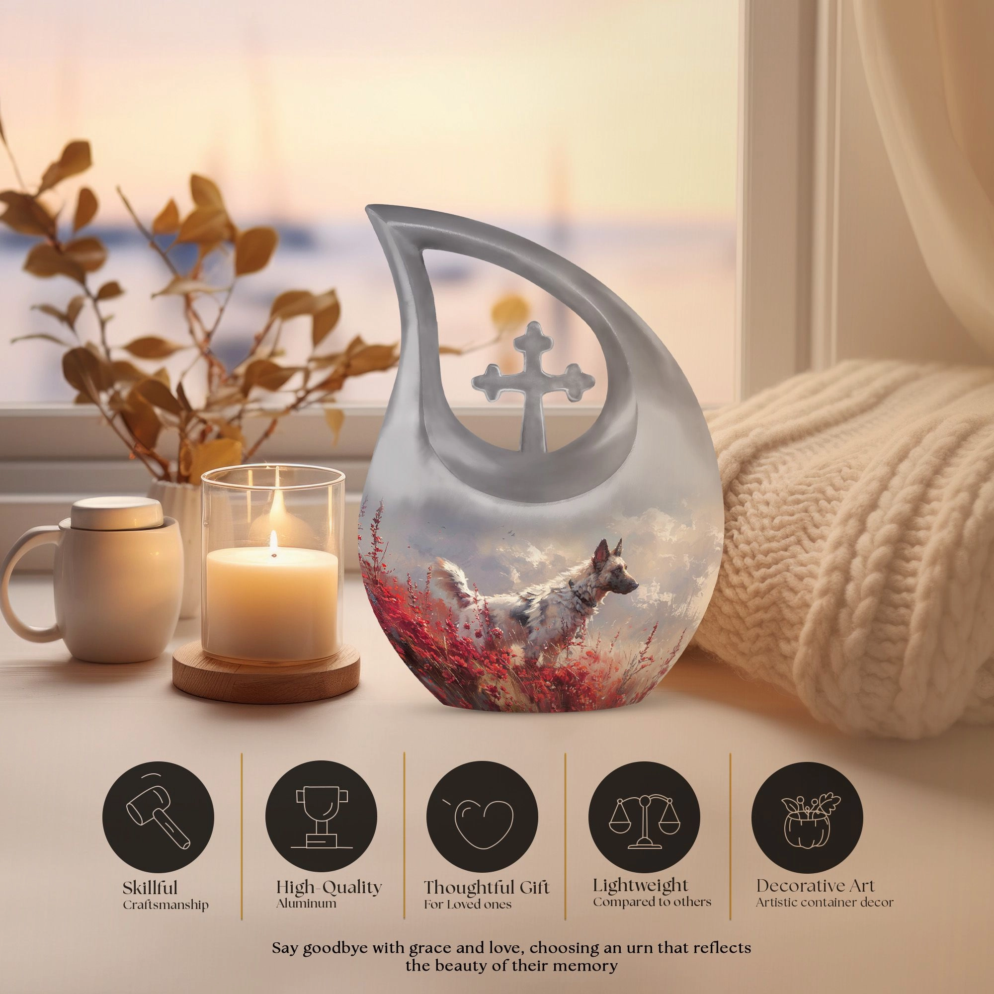 Crimson Wild Elegance Urn: Small Containers For Cremated Ashes