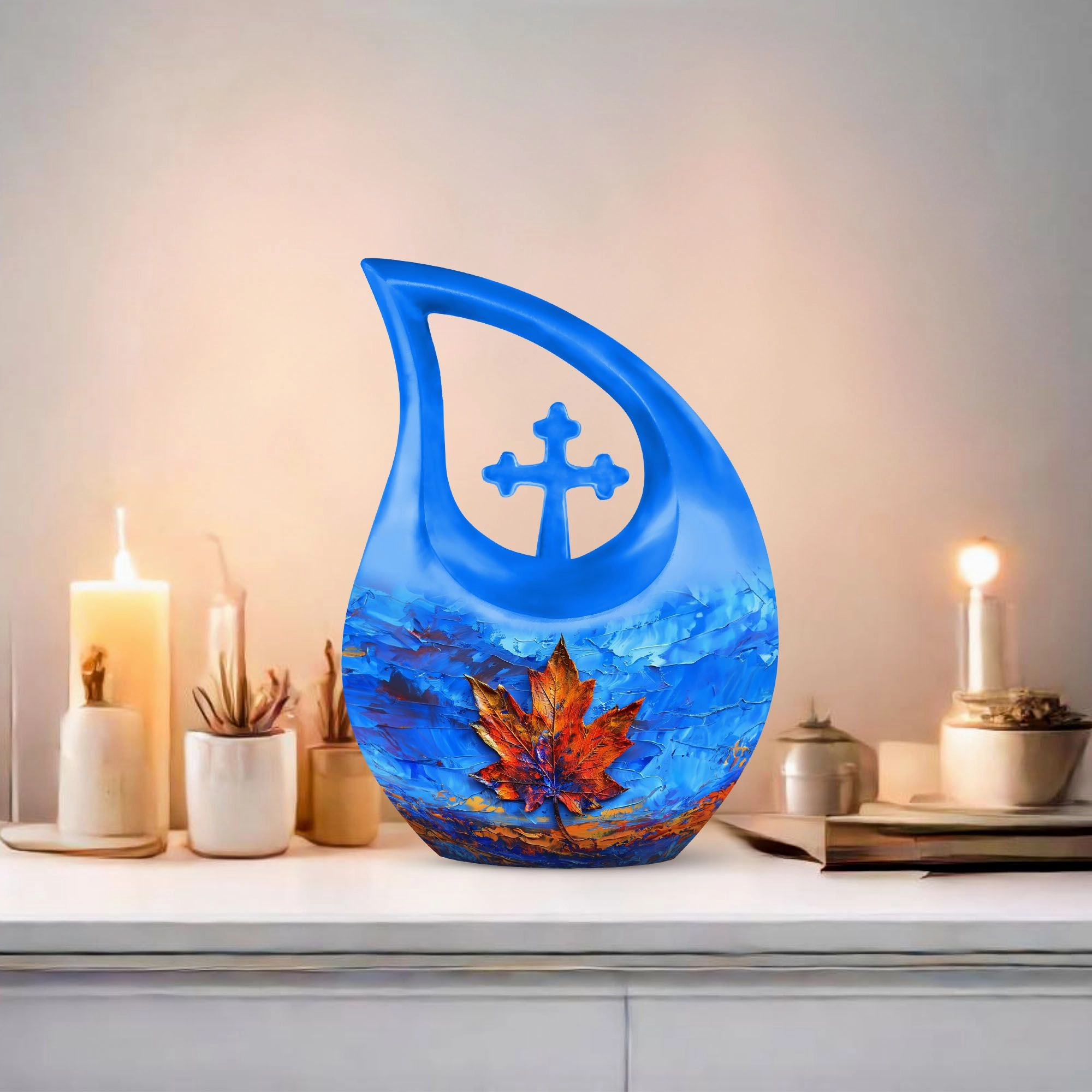 Cross-Drop Mapple Leaf Memorial Urn luxury cremation urn