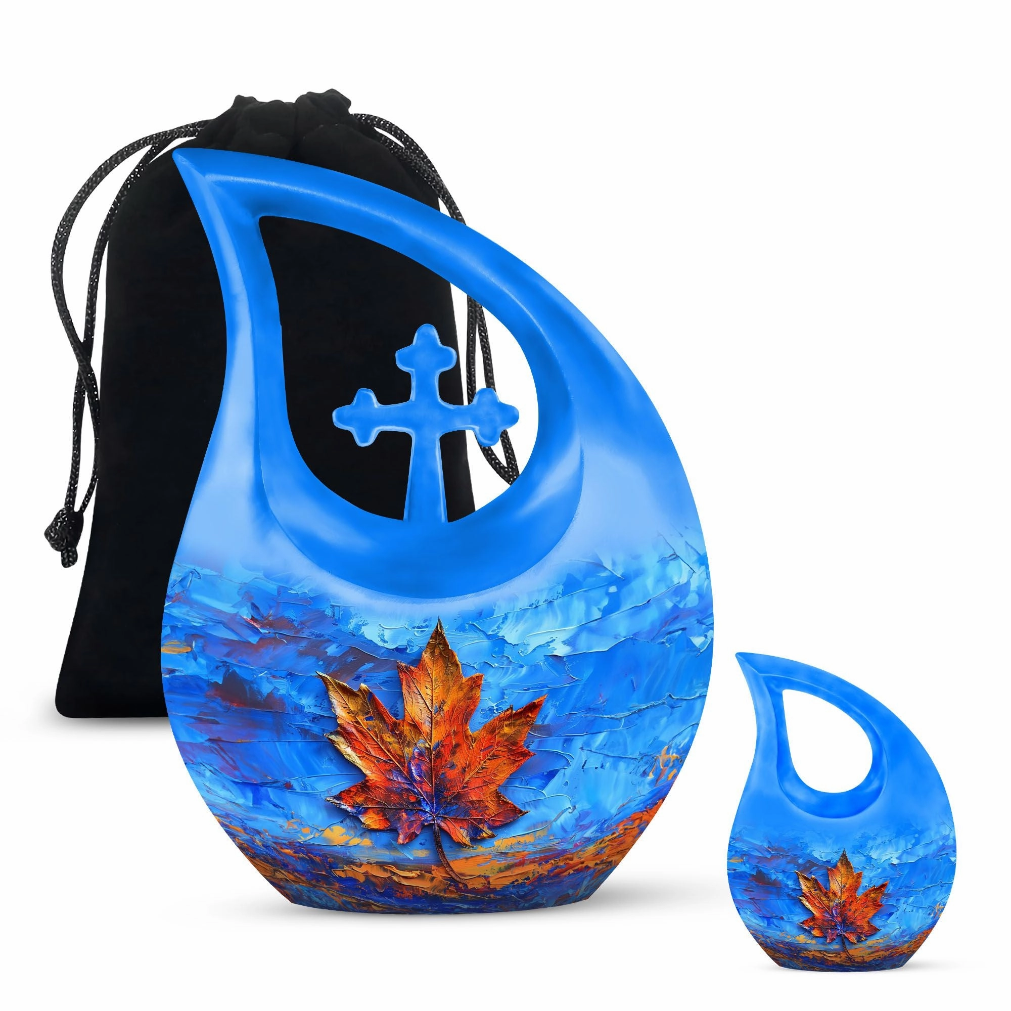 Cross-Drop Mapple Leaf Memorial Urn luxury cremation urn