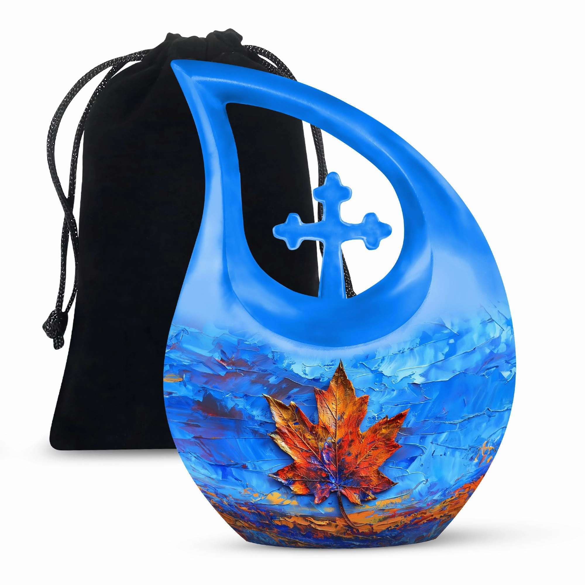 Cross-Drop Mapple Leaf Memorial Urn luxury cremation urn