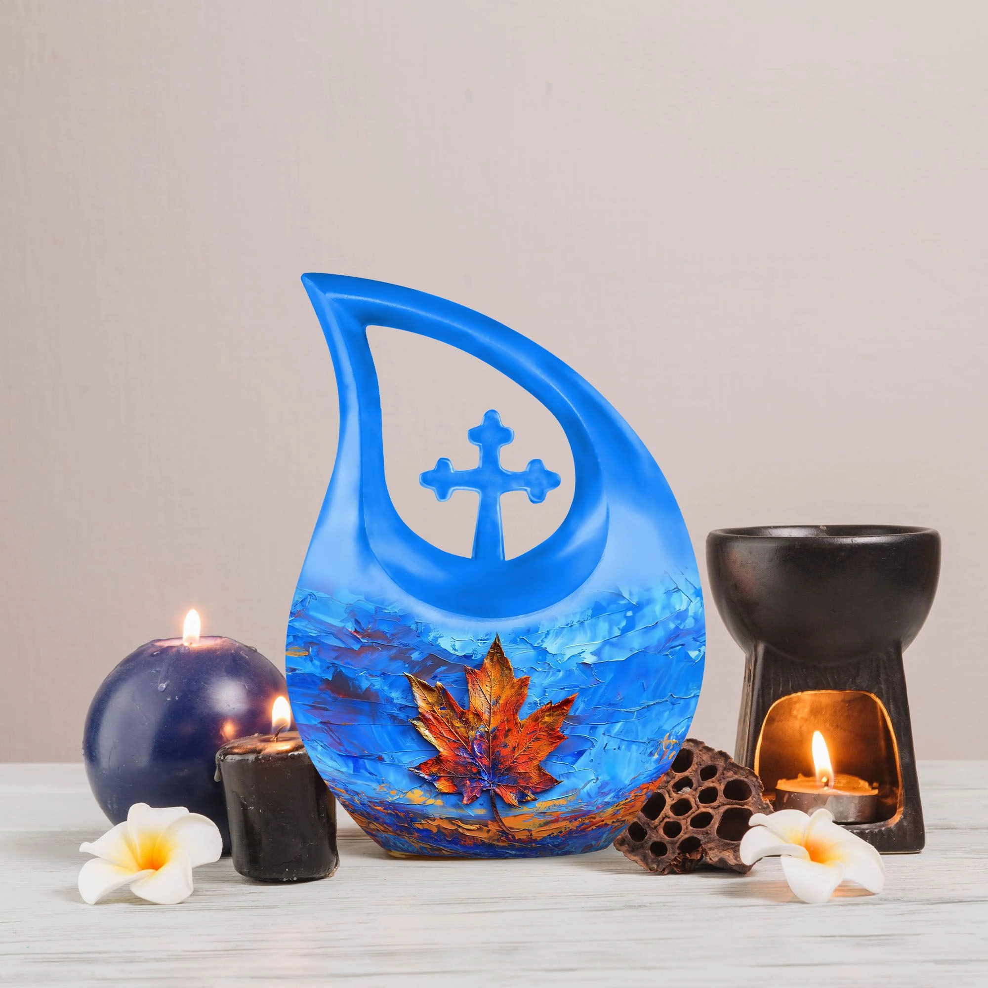 Cross-Drop Mapple Leaf Memorial Urn luxury cremation urn