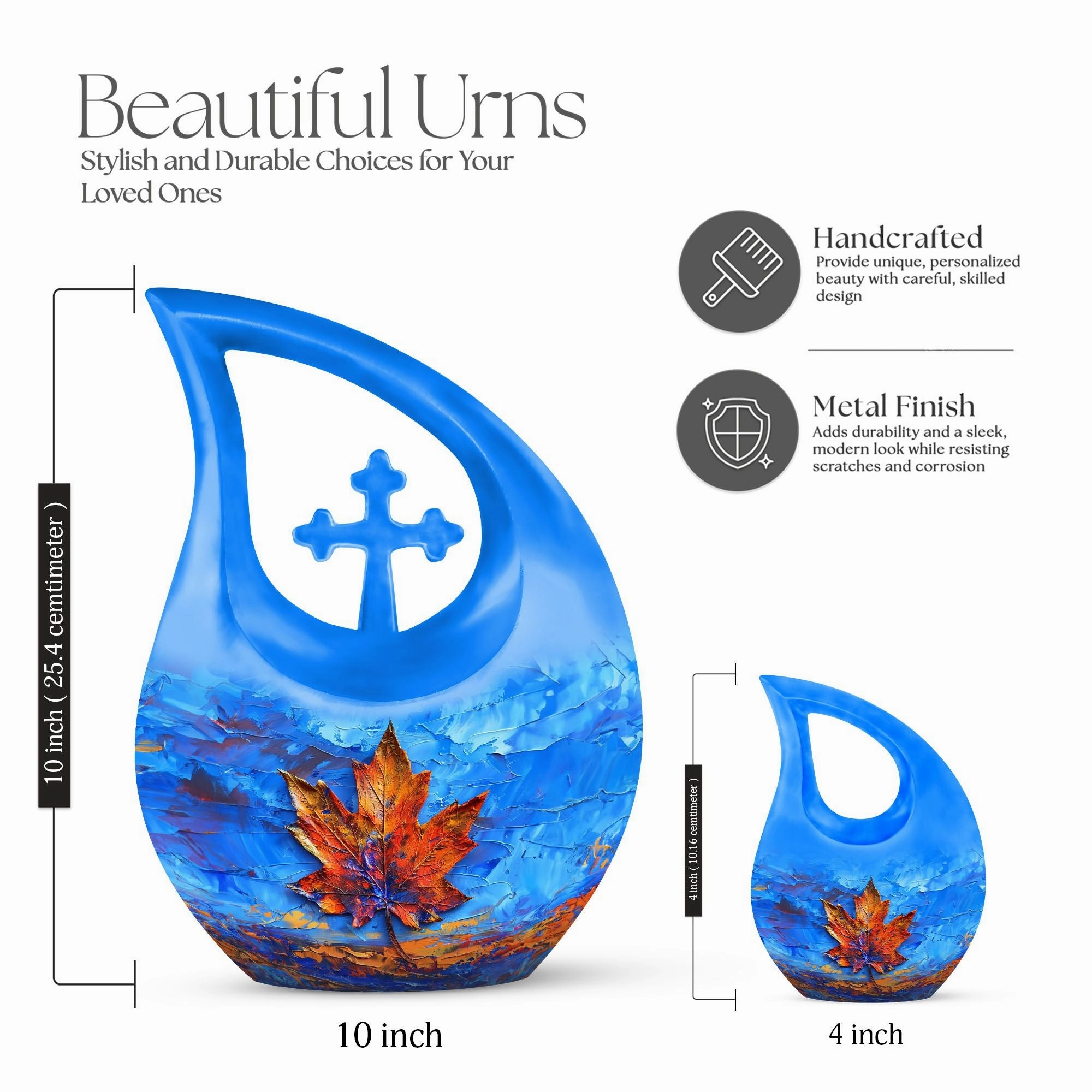 Cross-Drop Mapple Leaf Memorial Urn luxury cremation urn
