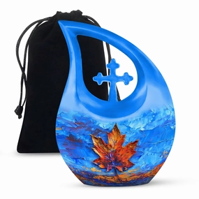 Cross-Drop Mapple Leaf Memorial Urn luxury cremation urn
