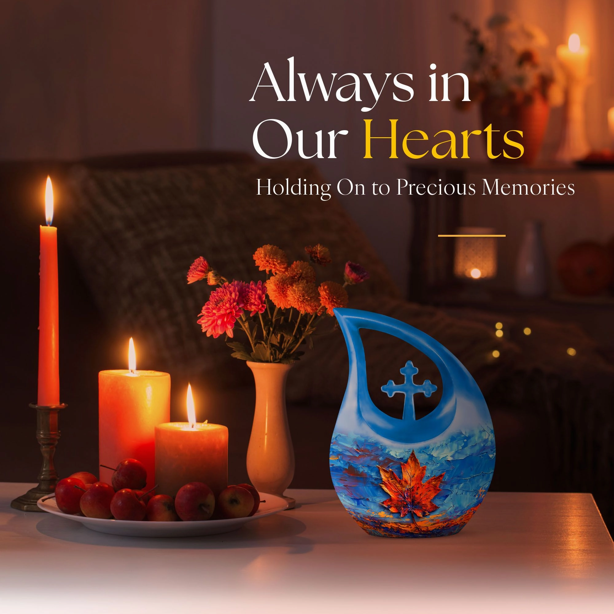 Cross-Drop Mapple Leaf Memorial Urn luxury cremation urn