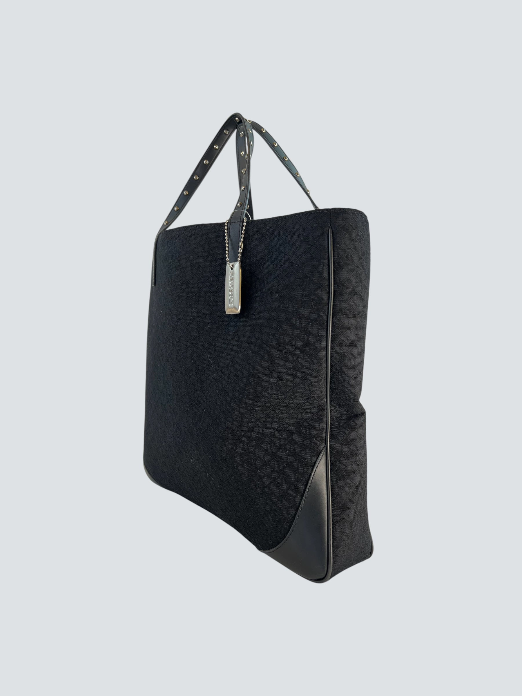 DKNY Black Monogram Canvas & Leather Tote