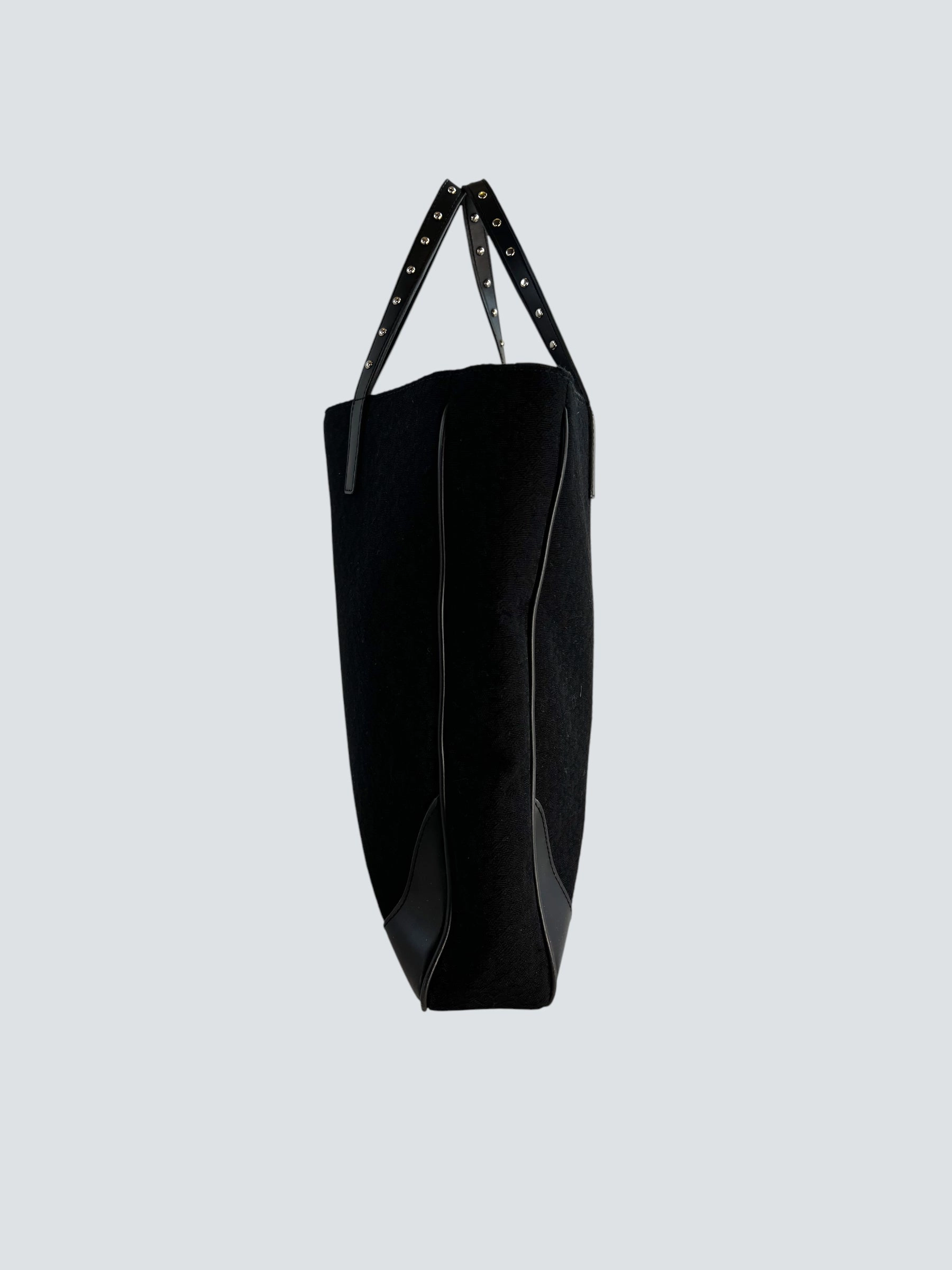 DKNY Black Monogram Canvas & Leather Tote