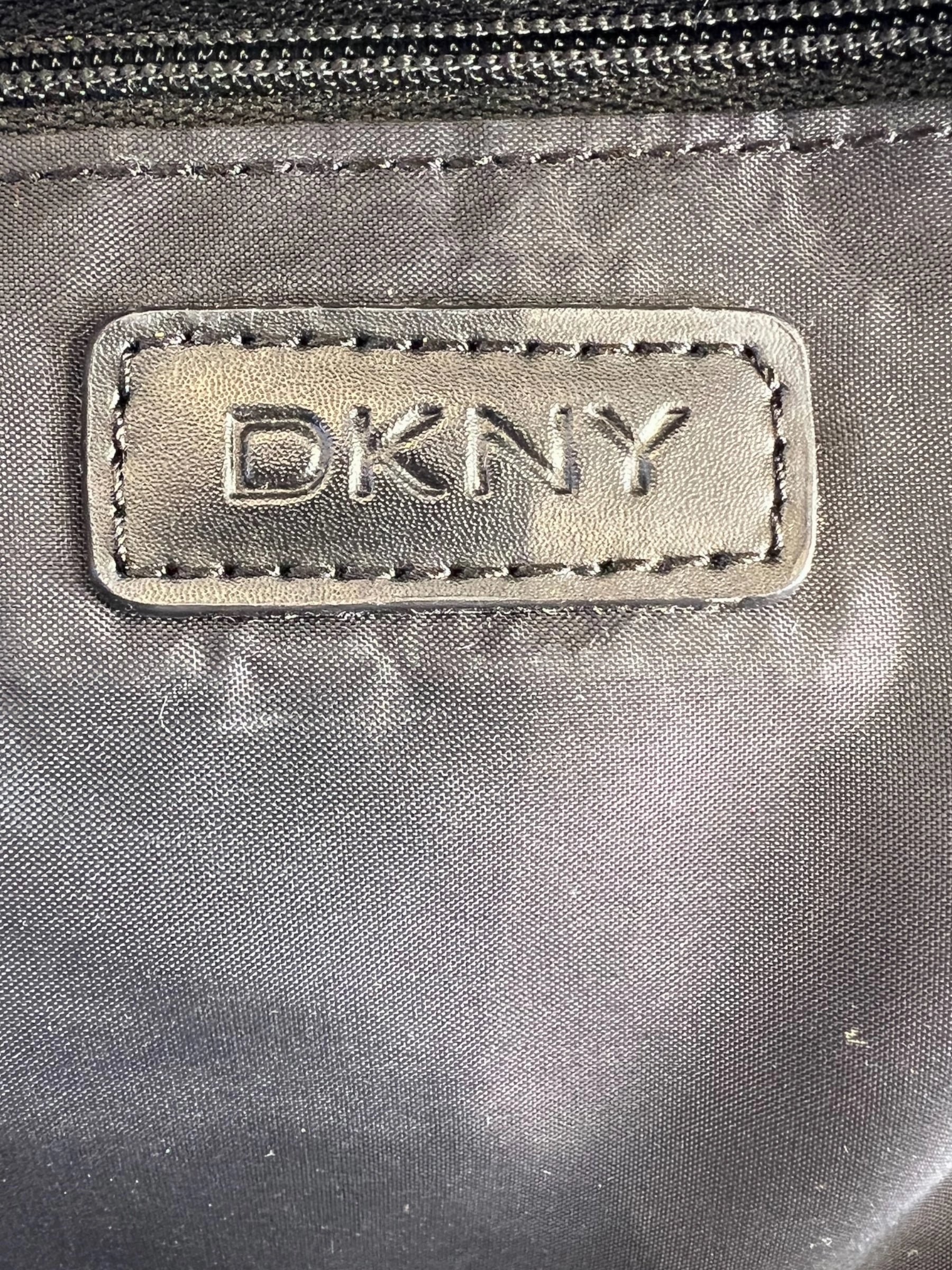 DKNY Black Monogram Canvas & Leather Tote
