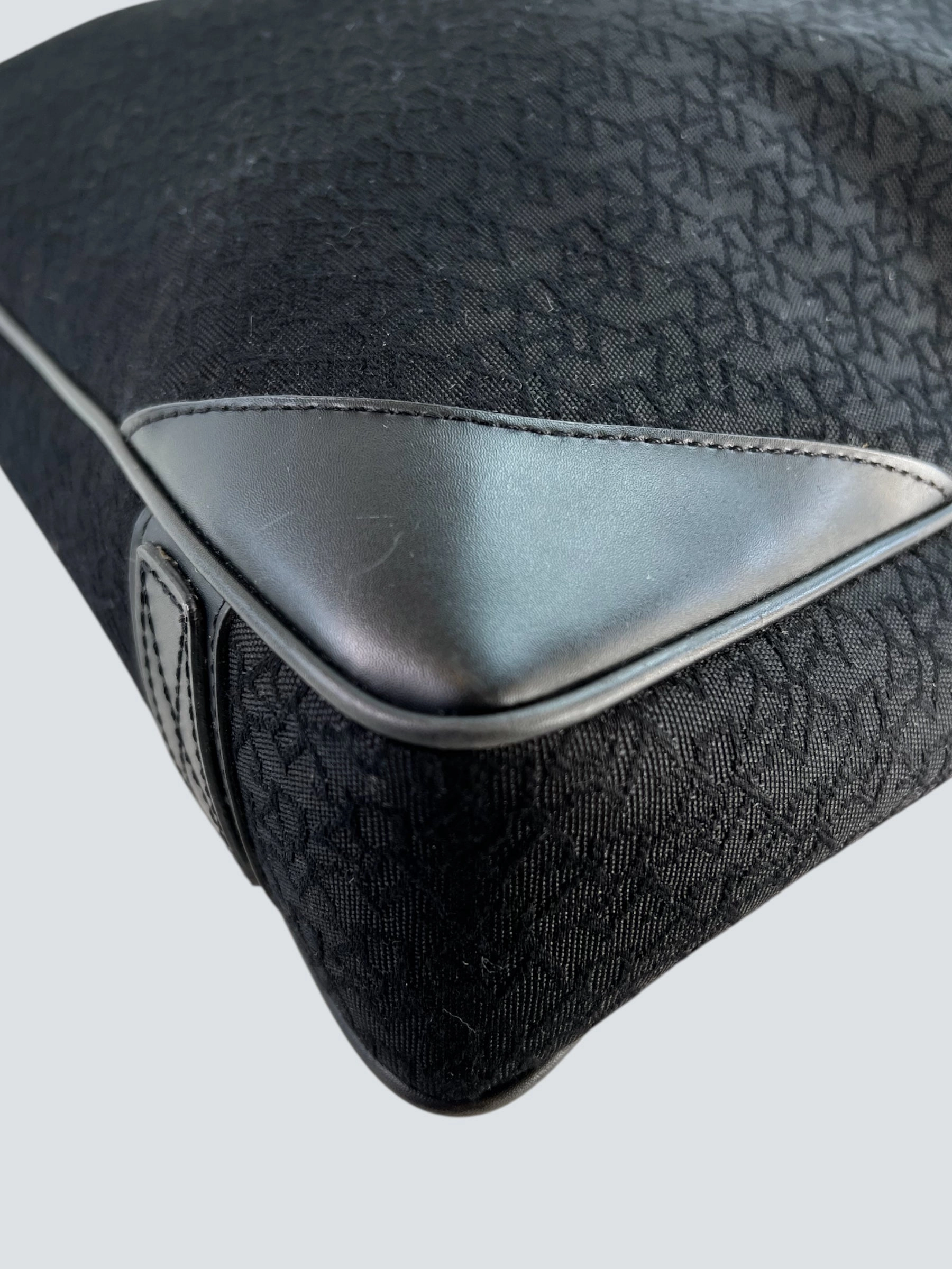 DKNY Black Monogram Canvas & Leather Tote