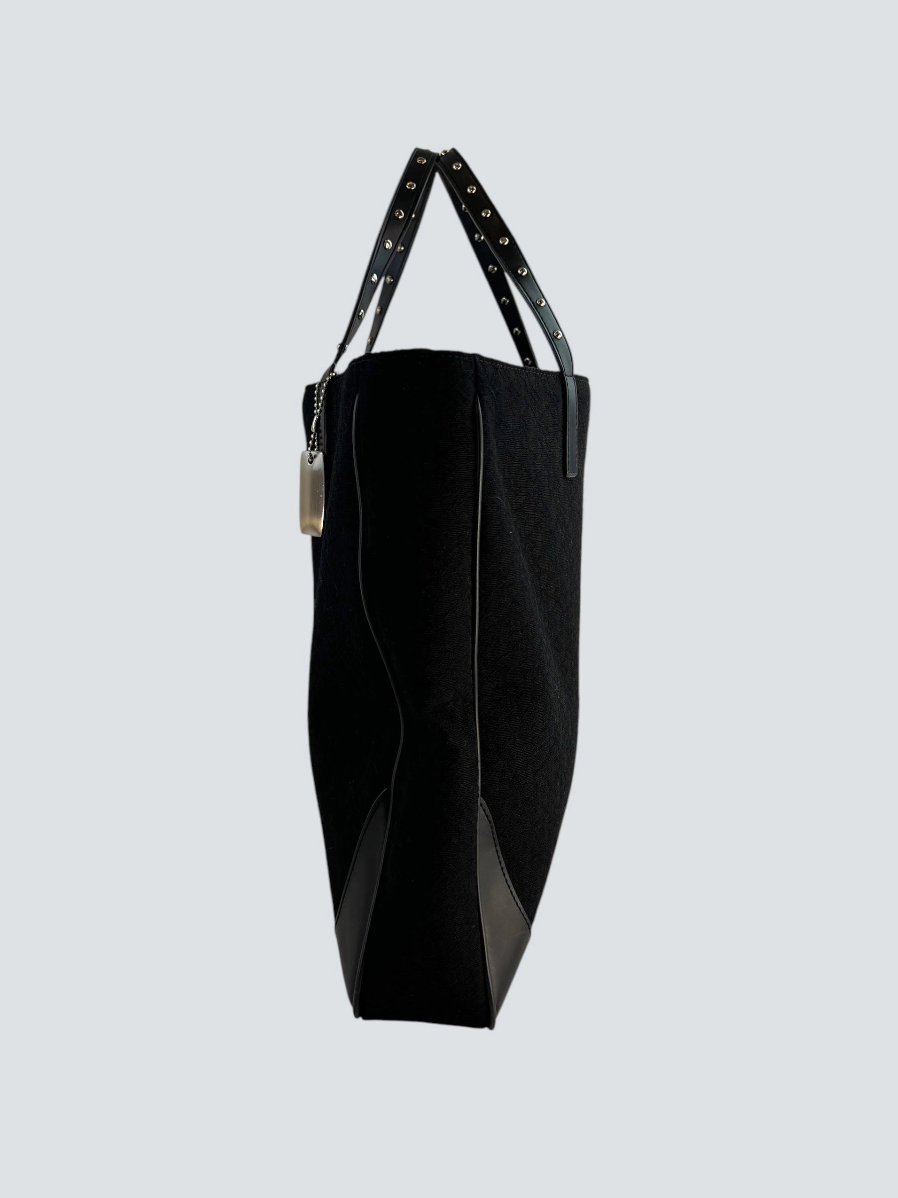 DKNY Black Monogram Canvas & Leather Tote