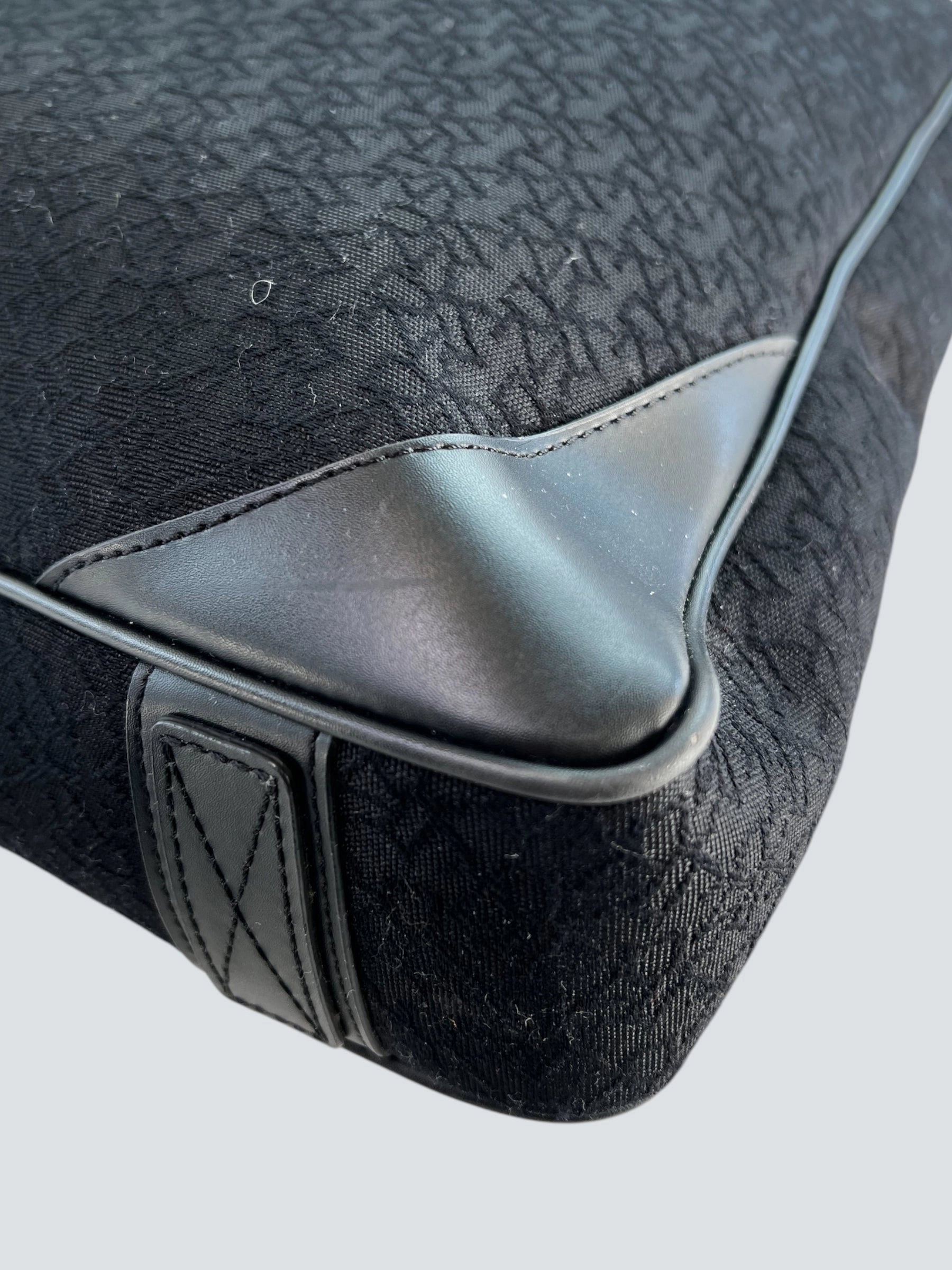 DKNY Black Monogram Canvas & Leather Tote