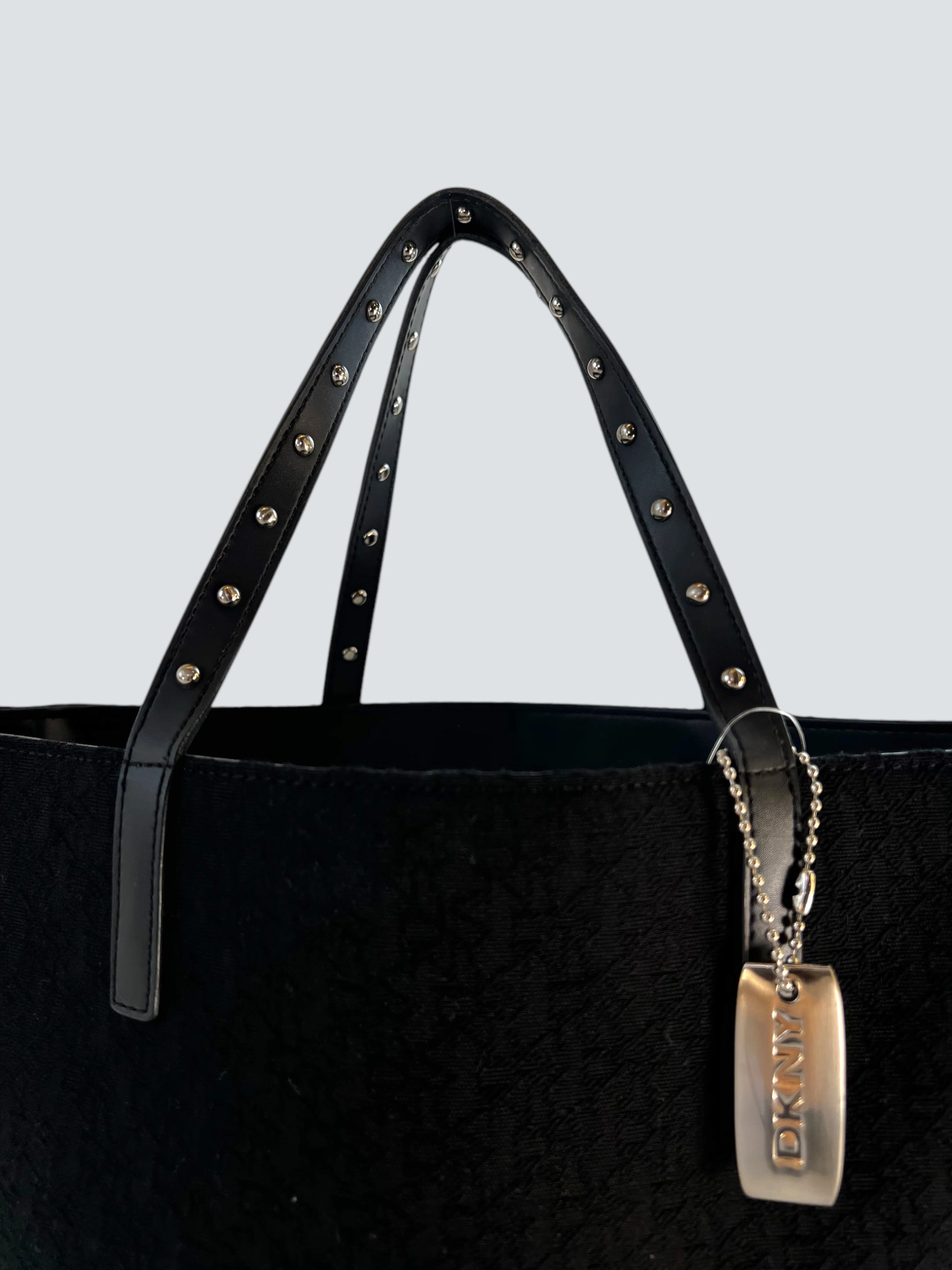 DKNY Black Monogram Canvas & Leather Tote