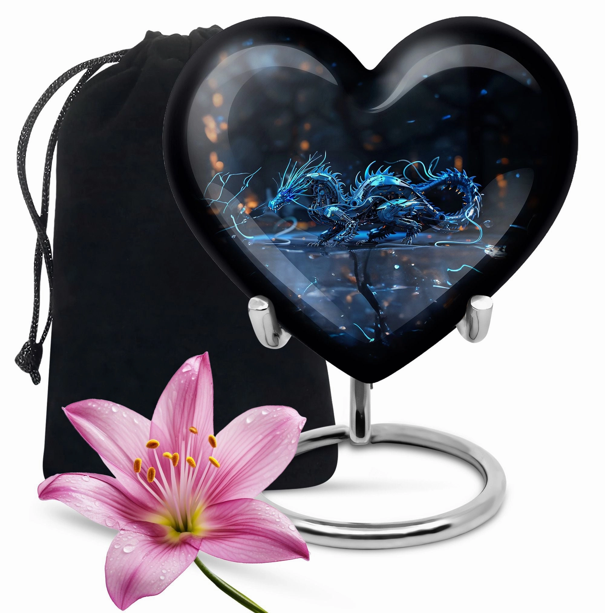 Dragon Flame Cremation Tribute - Aesthetic Memorial Canvas