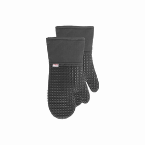 Flexible Waffle Silicone Oven Mitt, Two Pack, Charcoal