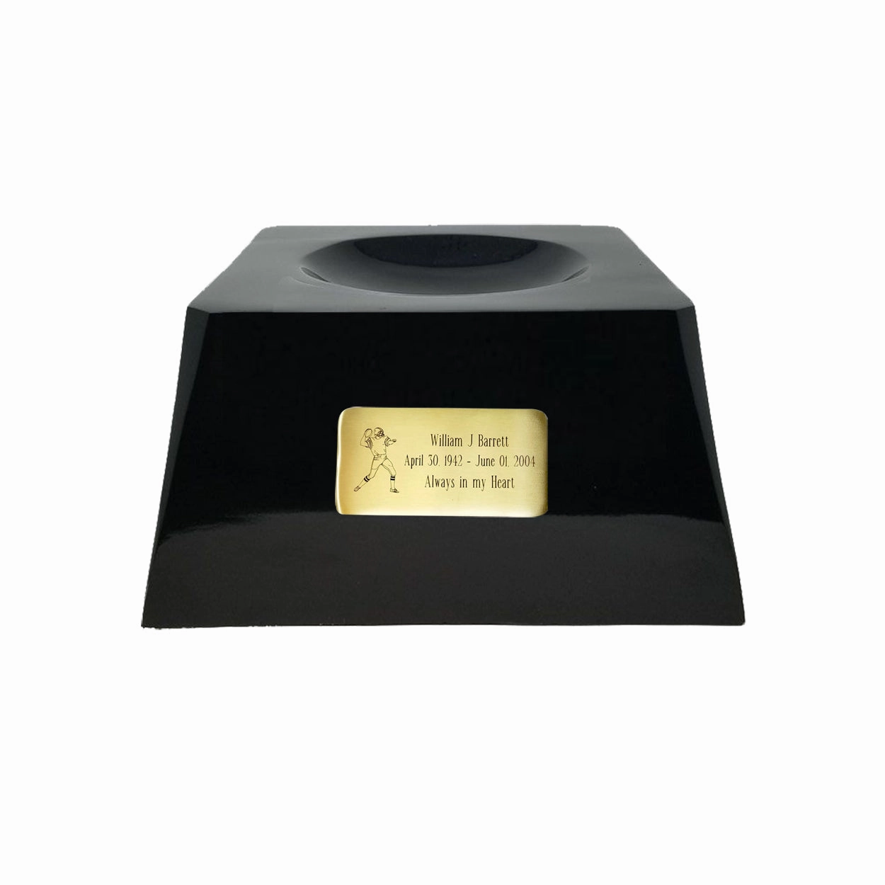 Football Cremation Urn with Optional Miami Dolphins Ball Decor and Custom Metal Plaque