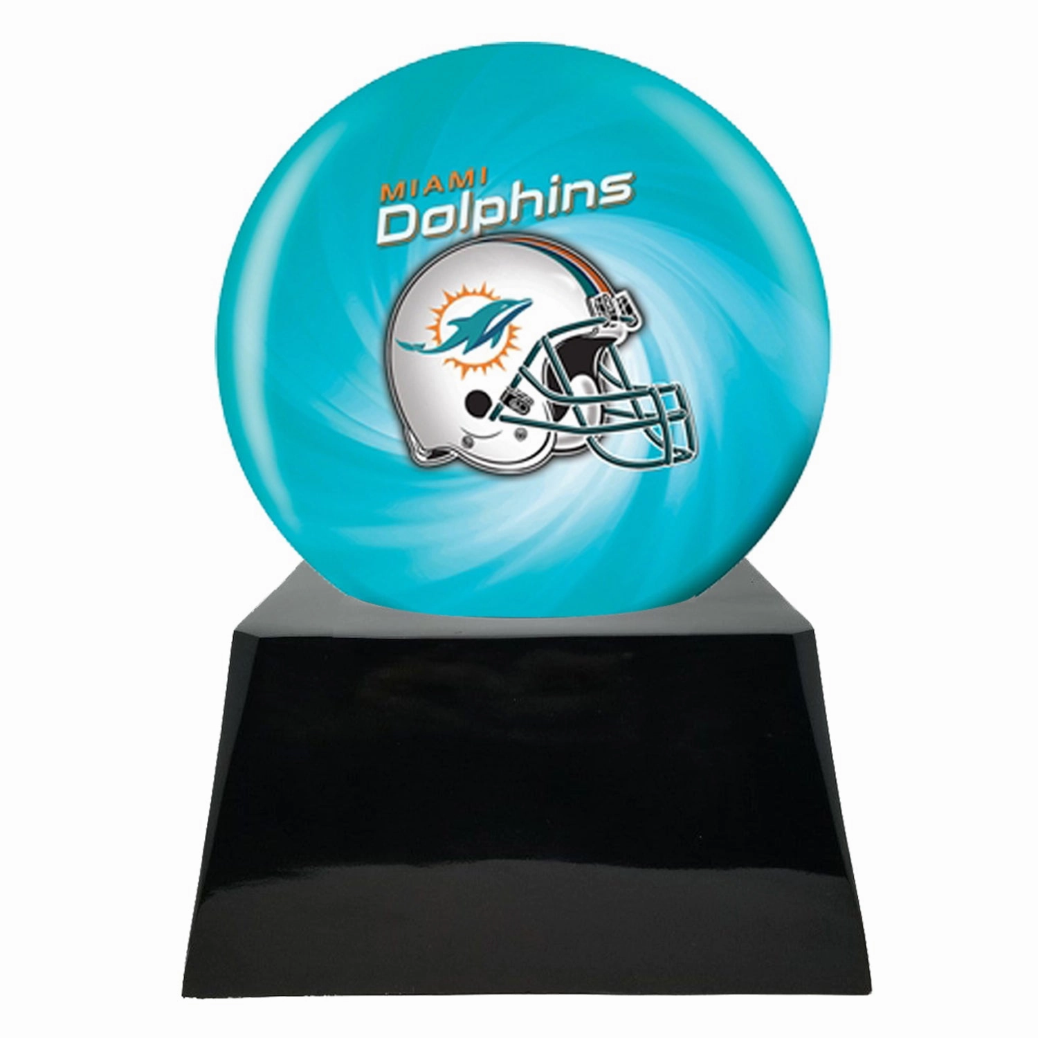 Football Cremation Urn with Optional Miami Dolphins Ball Decor and Custom Metal Plaque