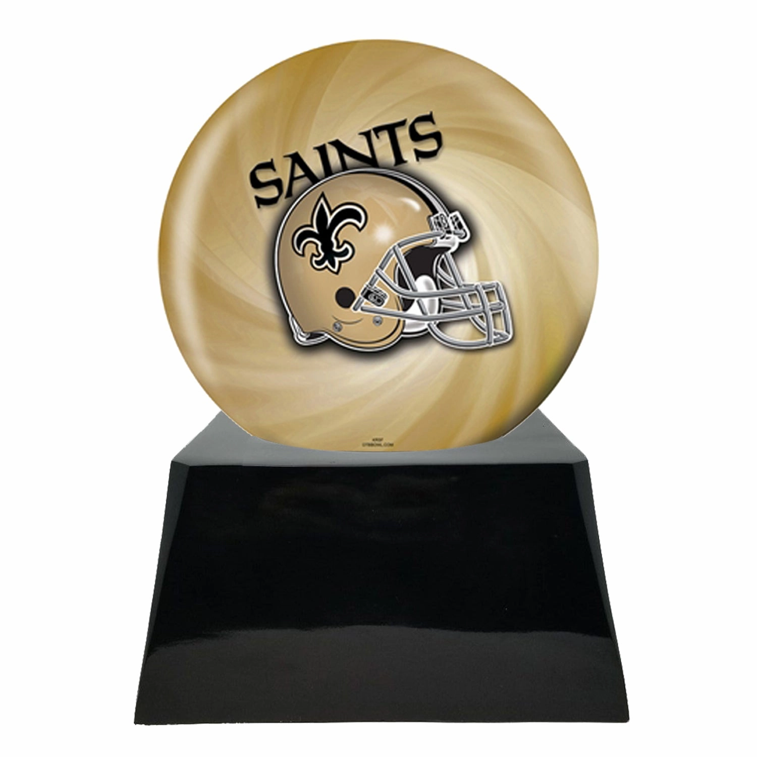 Football Cremation Urn with Optional New Orleans Saints Ball Decor and Custom Metal Plaque