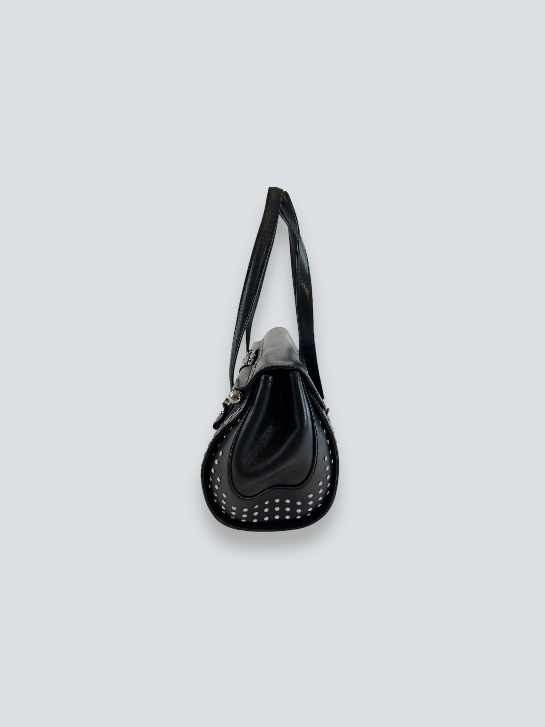 Gucci Black Limited Edition Monogram Canvas & Leather With Bamboo Detail Shoulder Bag