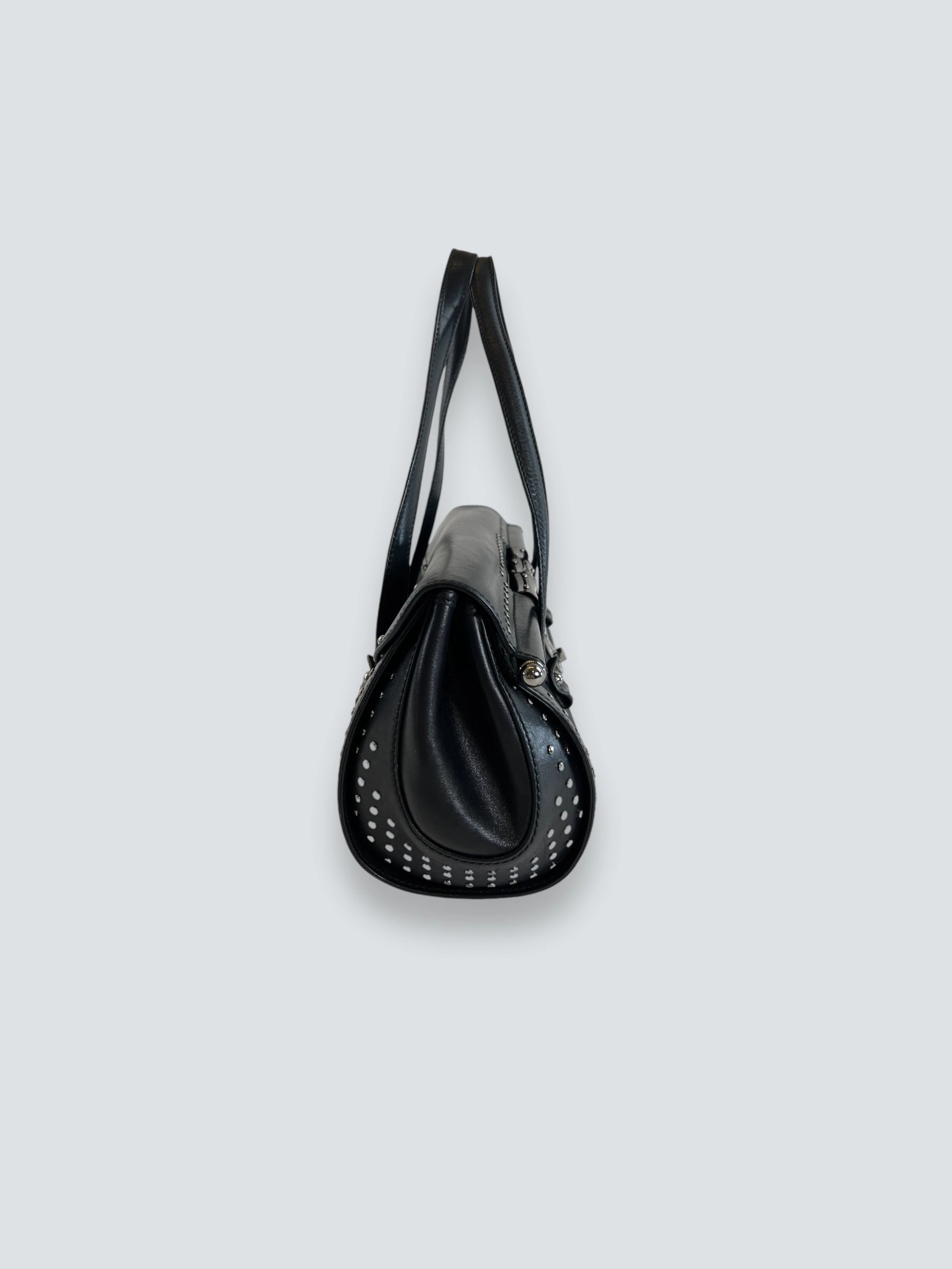 Gucci Black Limited Edition Monogram Canvas & Leather With Bamboo Detail Shoulder Bag