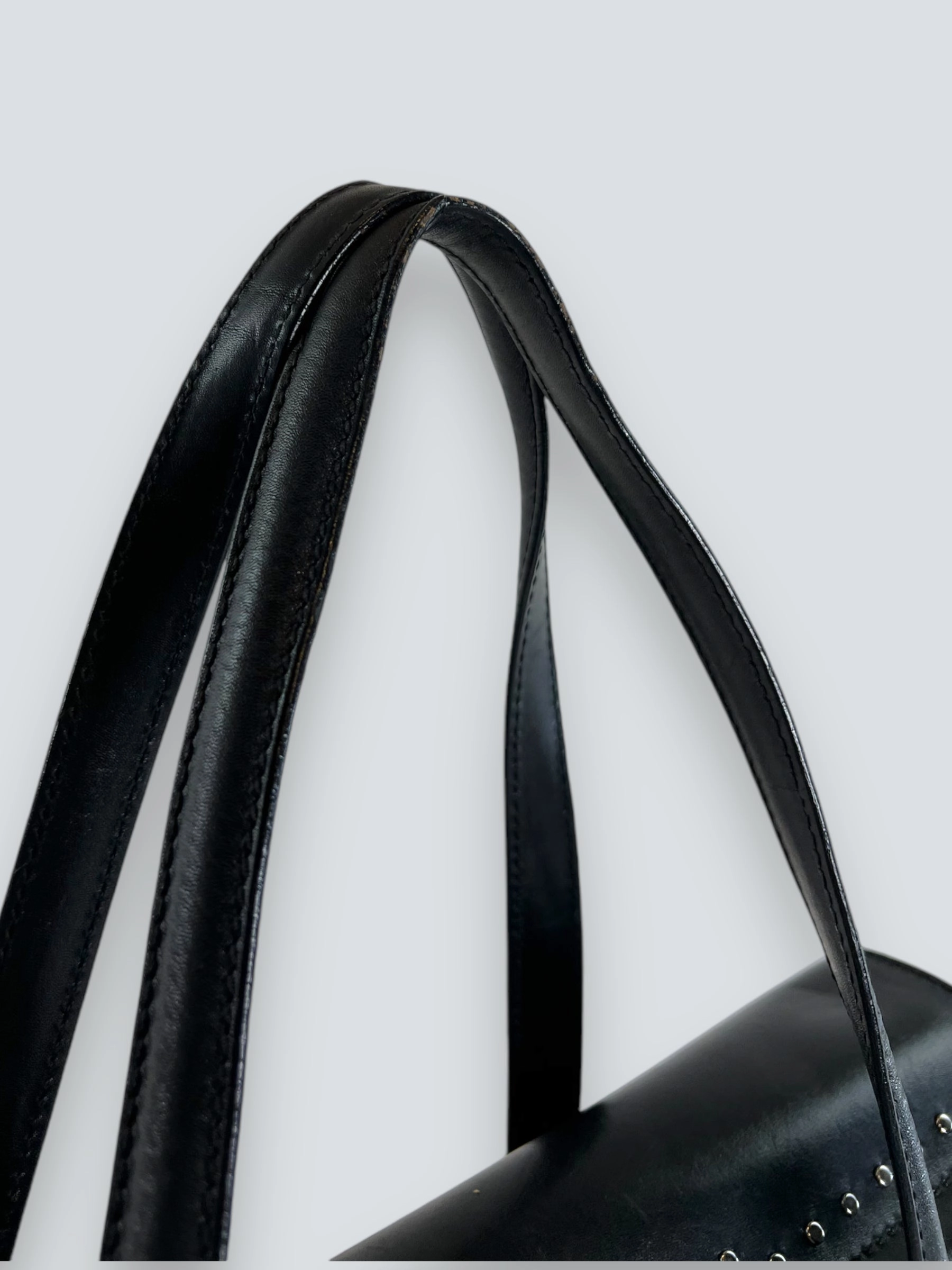 Gucci Black Limited Edition Monogram Canvas & Leather With Bamboo Detail Shoulder Bag