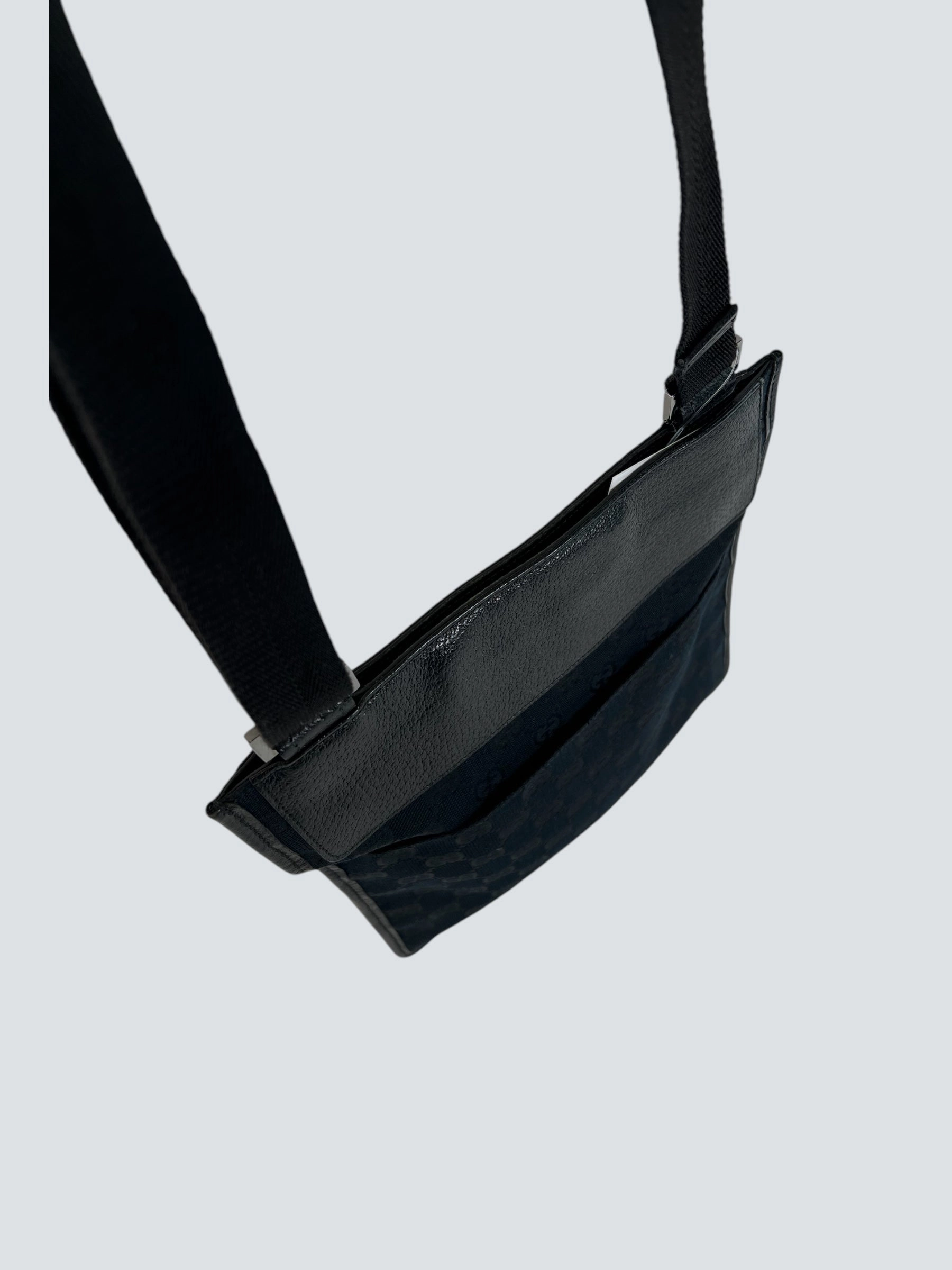 Gucci Black Monogram Canvas & Leather Crossbody