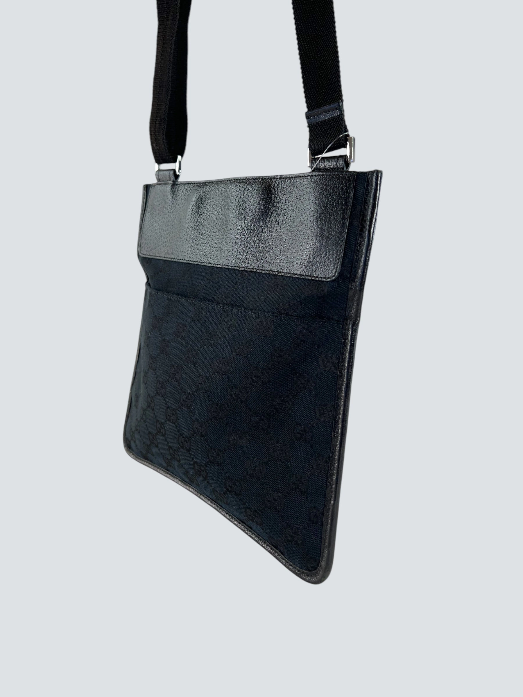 Gucci Black Monogram Canvas & Leather Crossbody