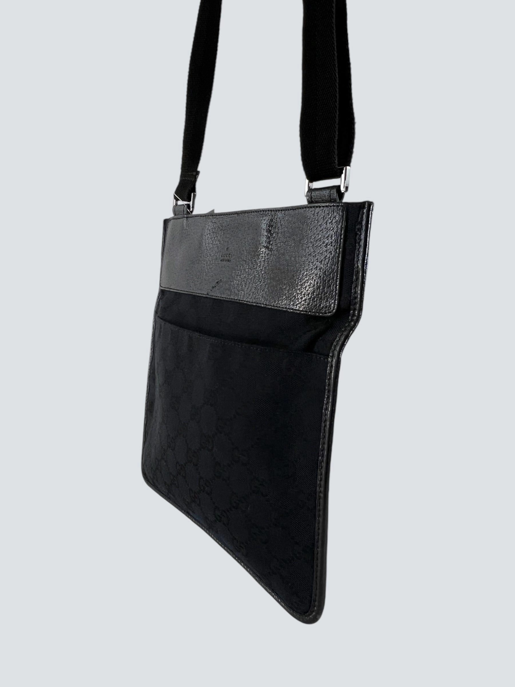Gucci Black Monogram Canvas & Leather Crossbody
