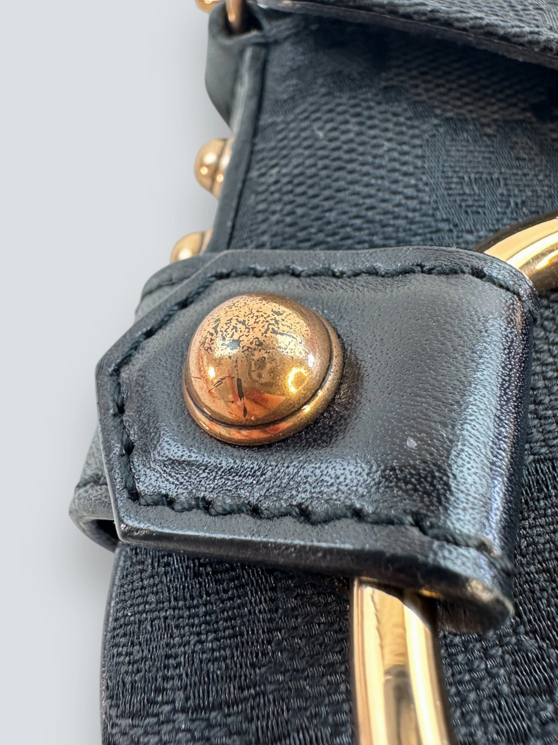 Gucci Black Monogram Canvas Horsebit Mini Shoulder Bag