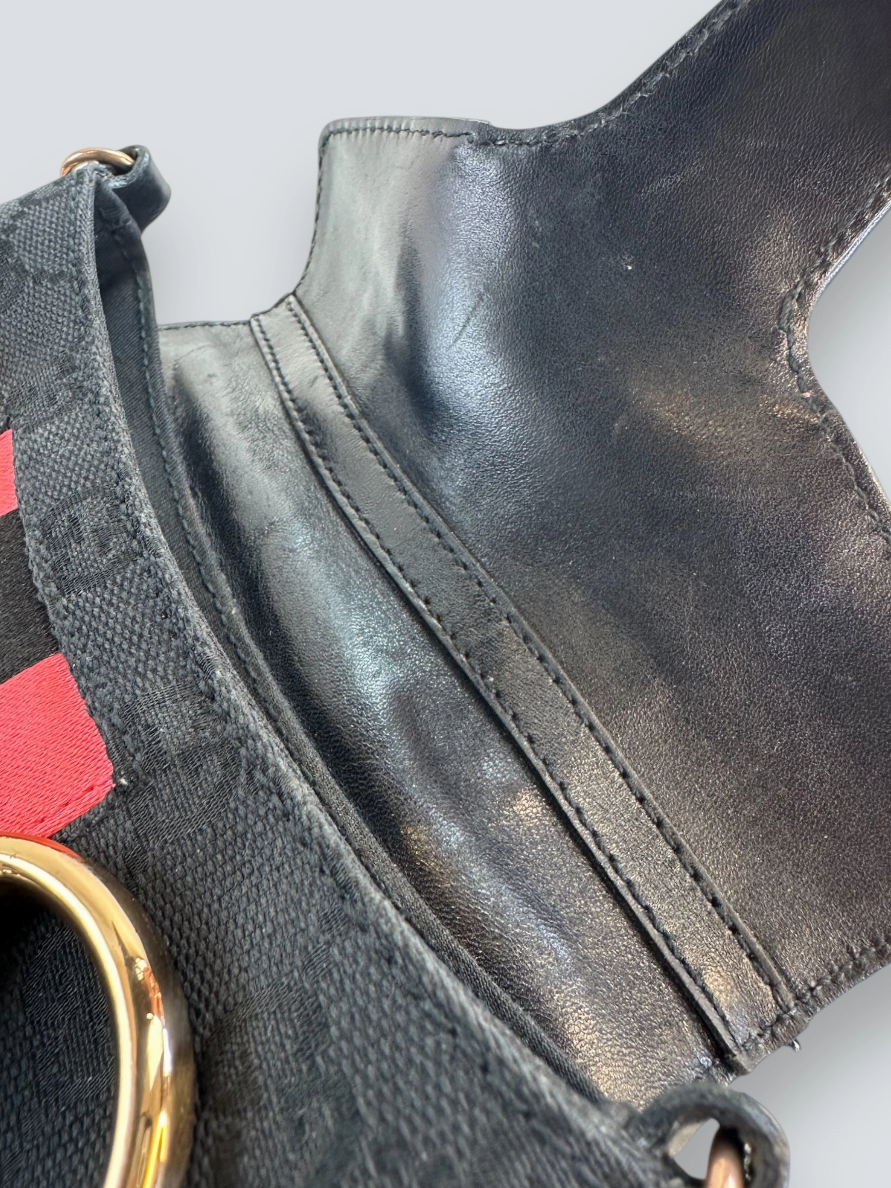Gucci Black Monogram Canvas Horsebit Mini Shoulder Bag