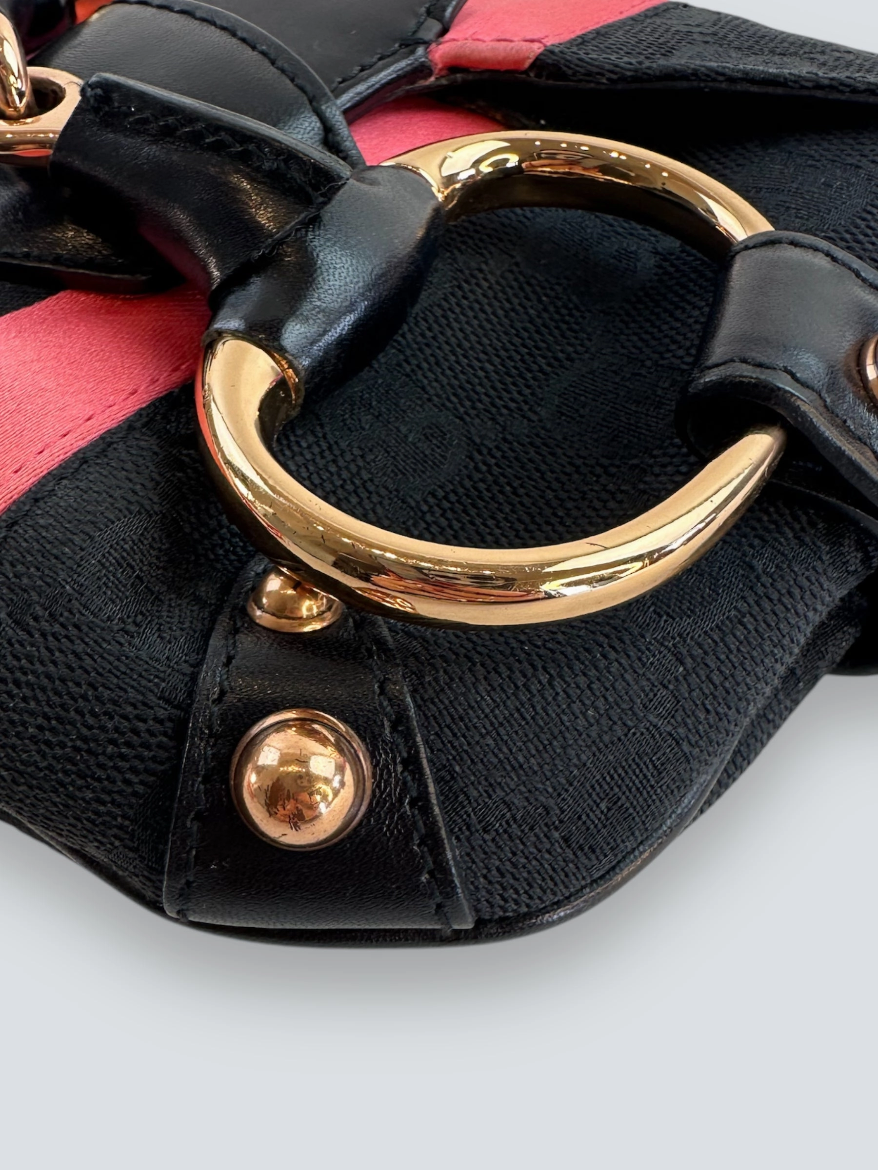 Gucci Black Monogram Canvas Horsebit Mini Shoulder Bag