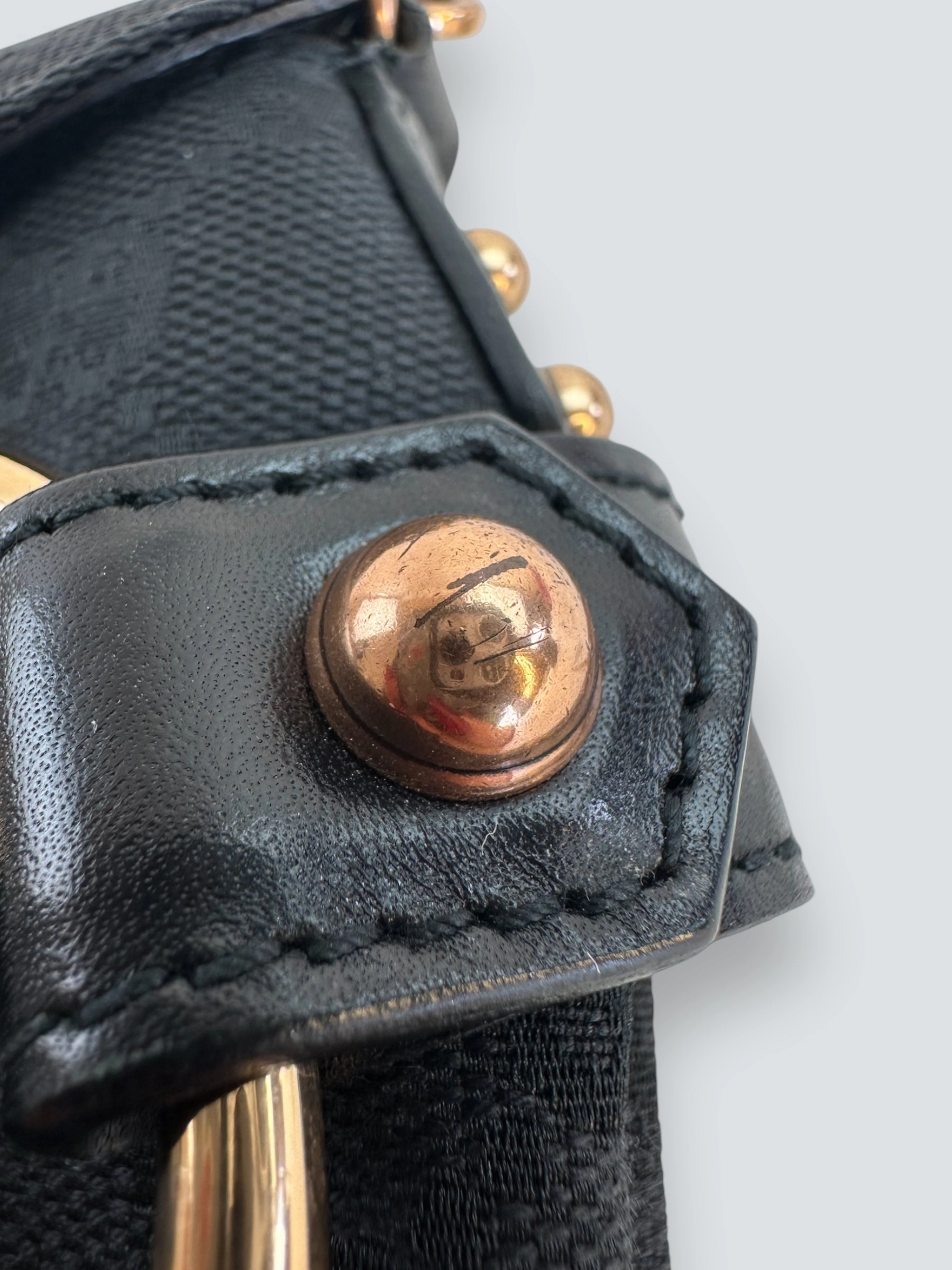 Gucci Black Monogram Canvas Horsebit Mini Shoulder Bag