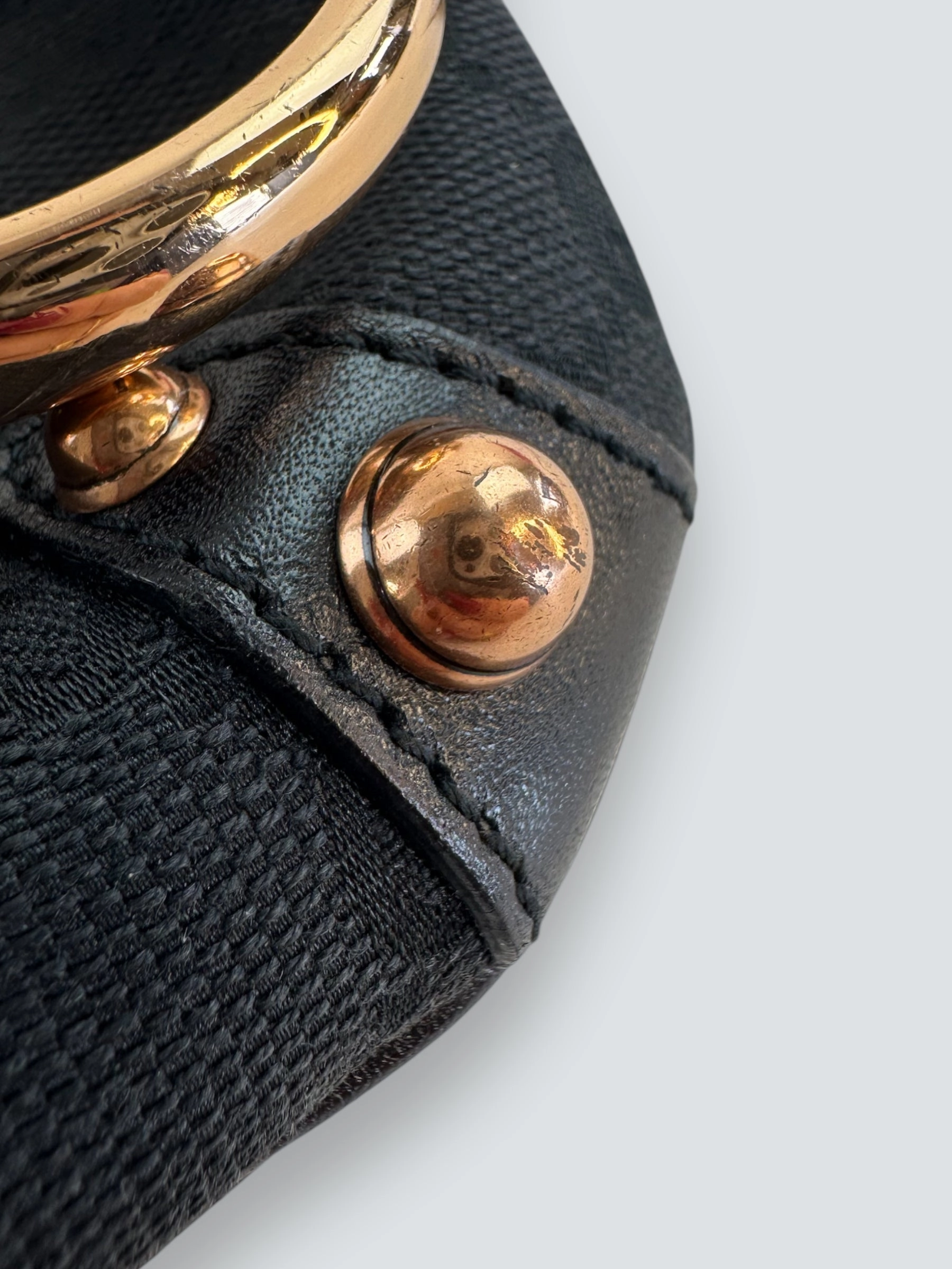 Gucci Black Monogram Canvas Horsebit Mini Shoulder Bag