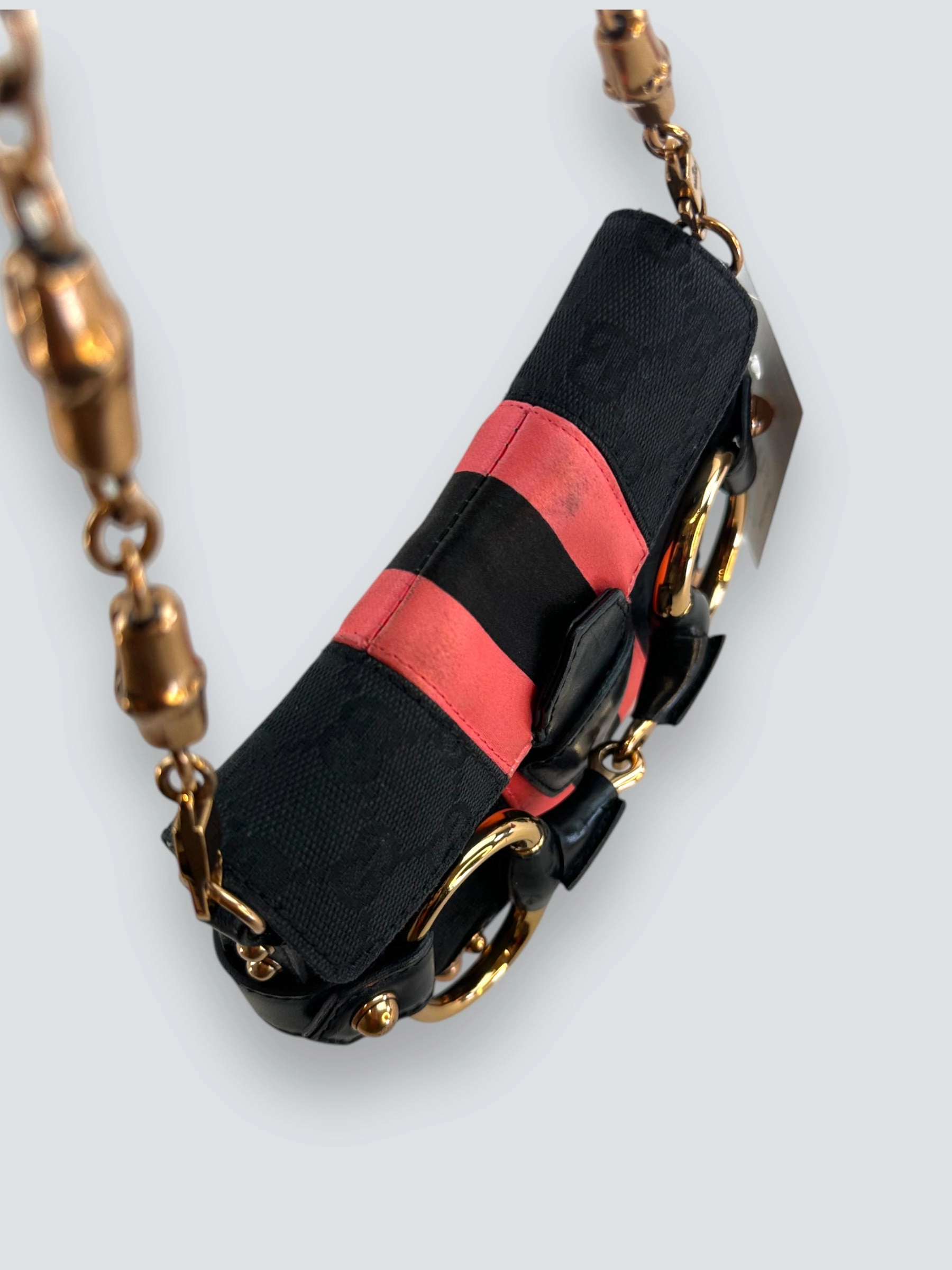 Gucci Black Monogram Canvas Horsebit Mini Shoulder Bag